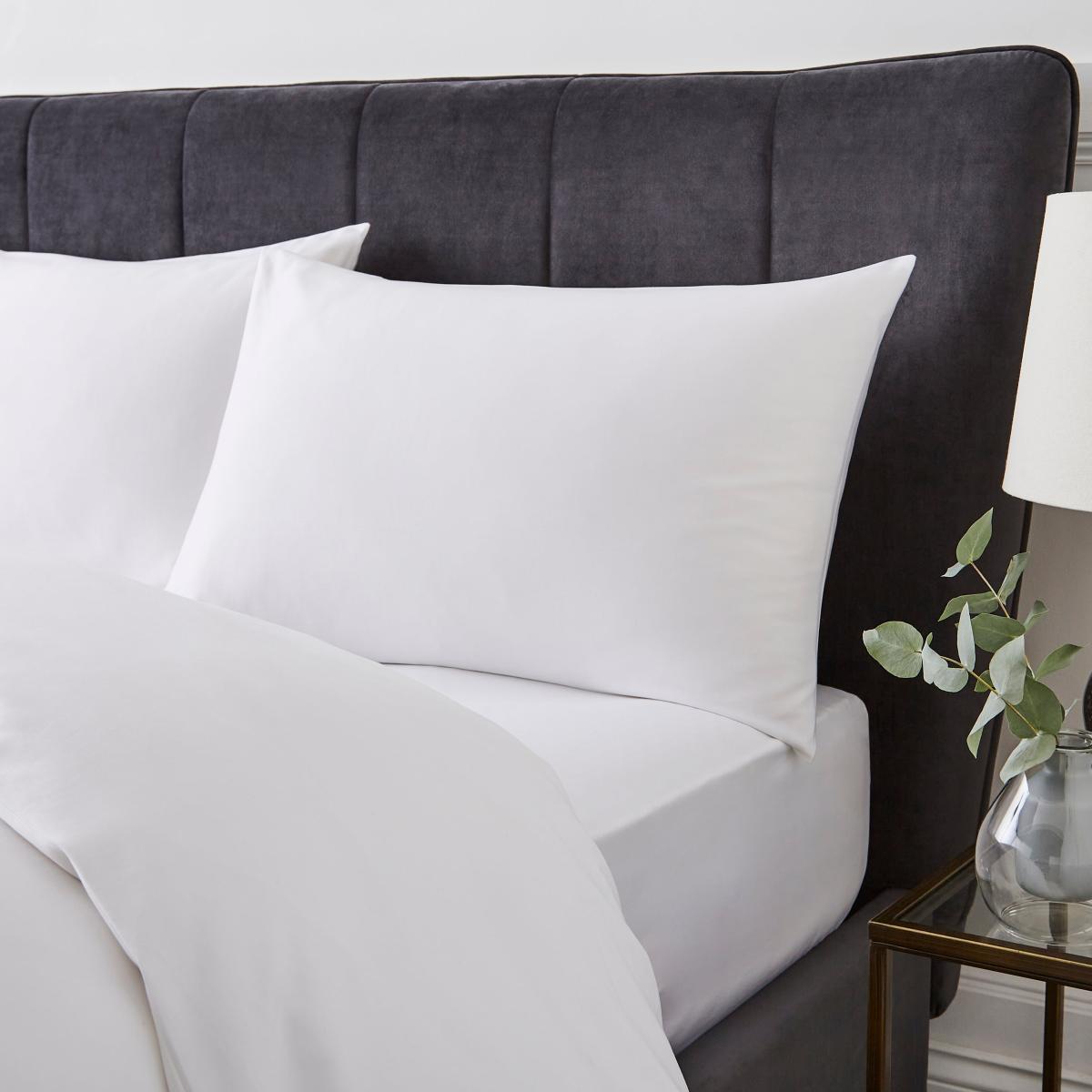 Hotel Cotton 400 Thread Count Sateen White 28cm Fitted Sheet White – image 2