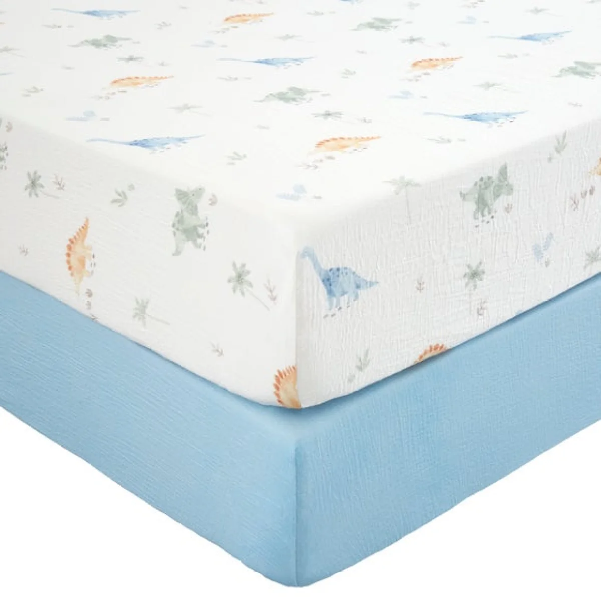 Set of 2 Dinosaur Cotton Muslin Fitted Sheets – image 3