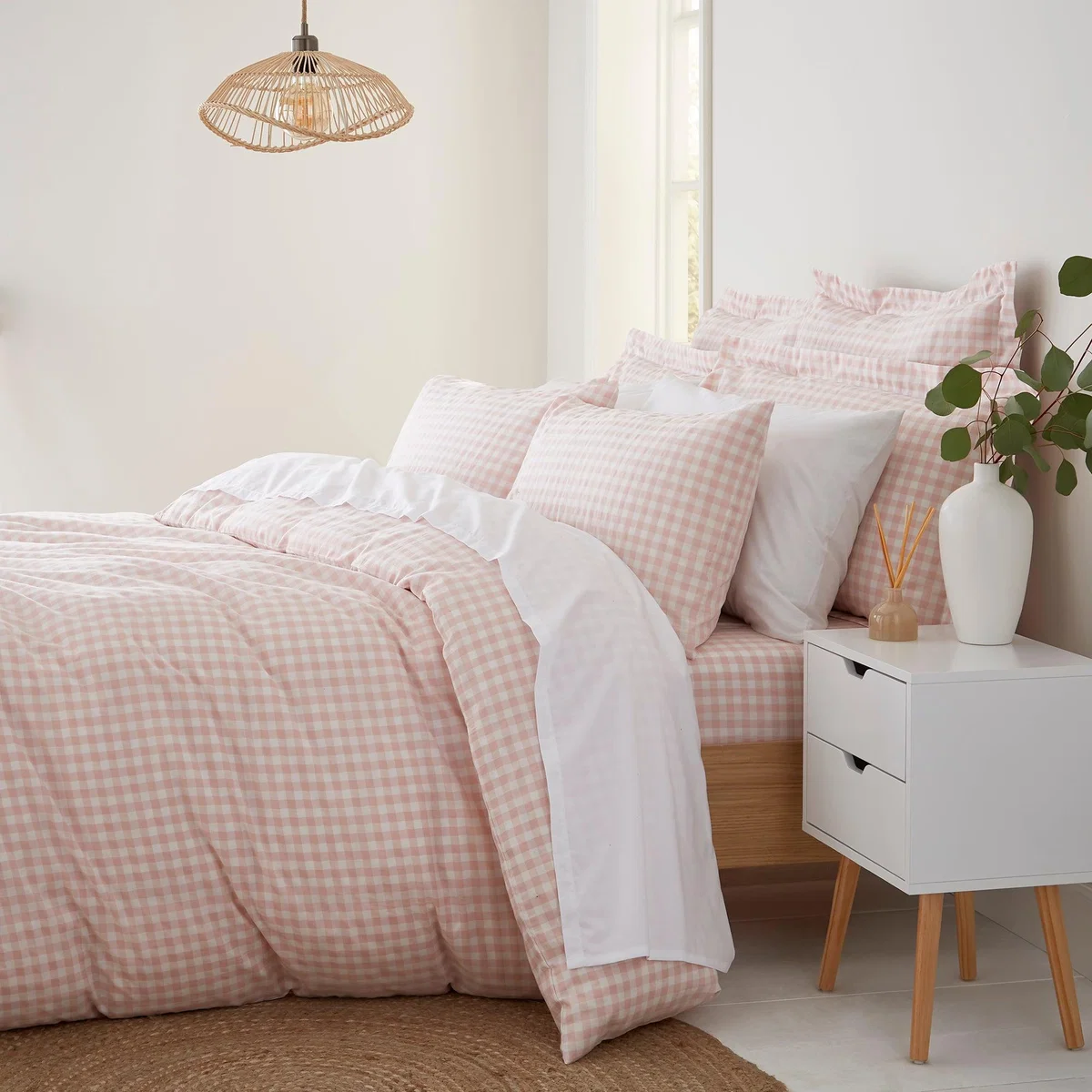 Portloe Gingham Woven Cotton Fitted Sheet – image 3