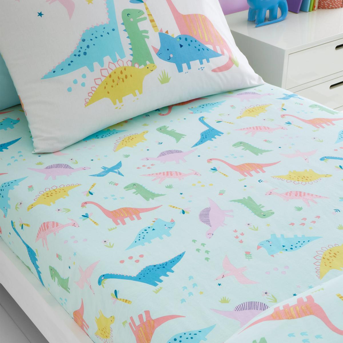 Catherine Lansfield Dinosaur Friends Fitted Sheet Blue – image 2