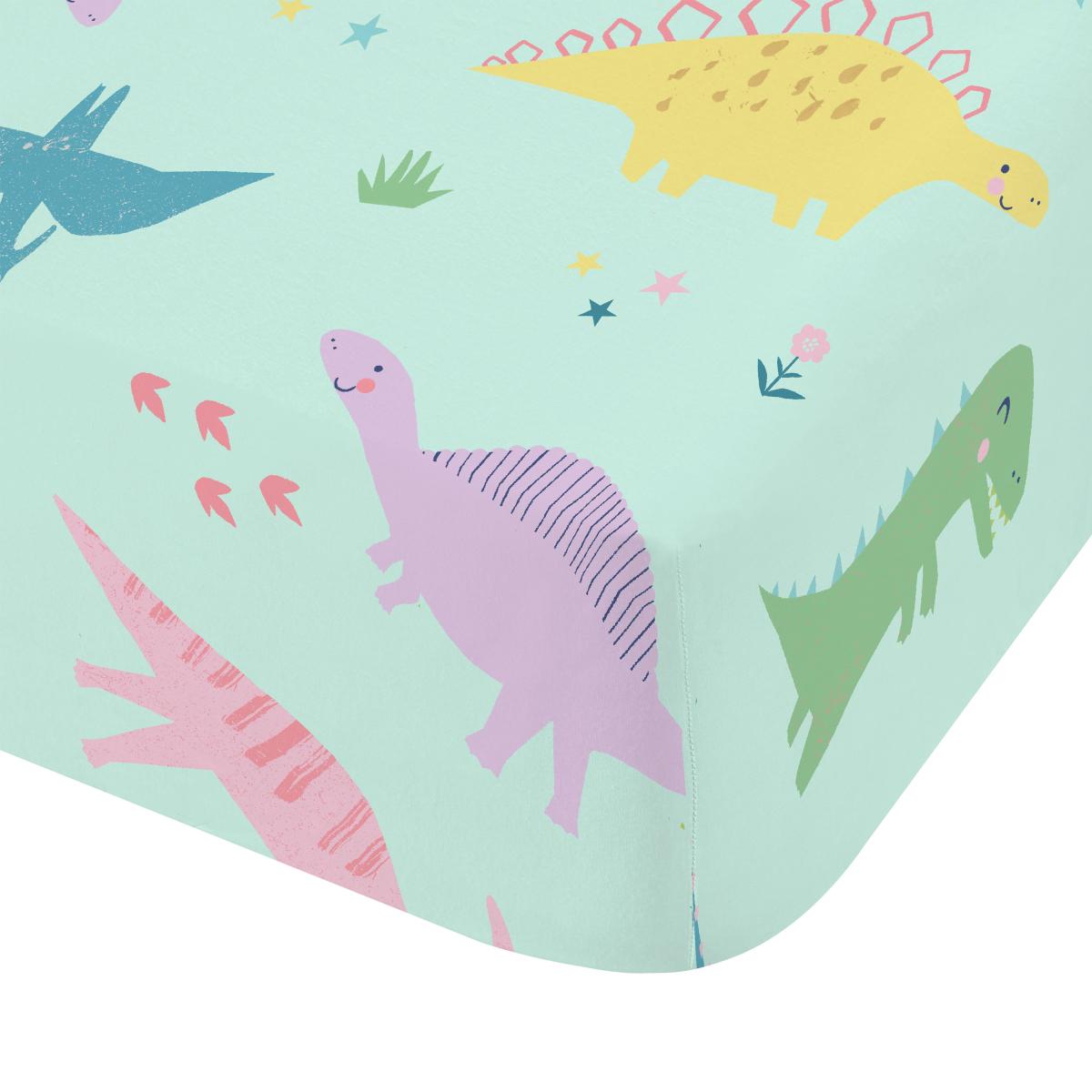 Catherine Lansfield Dinosaur Friends Fitted Sheet Blue – image 1