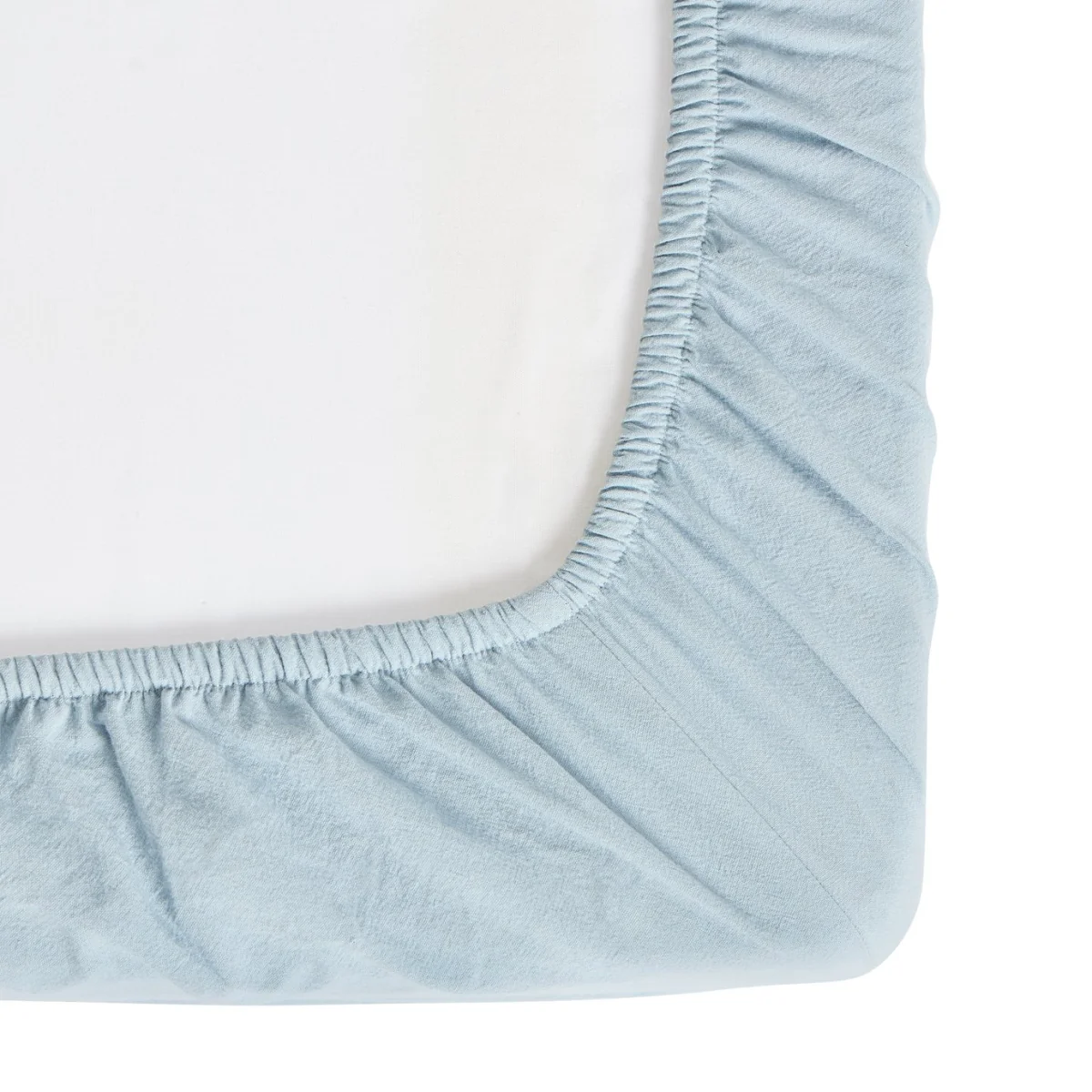 Habitat Washed Cotton Plain Blue Fitted Sheet - Superking – image 4
