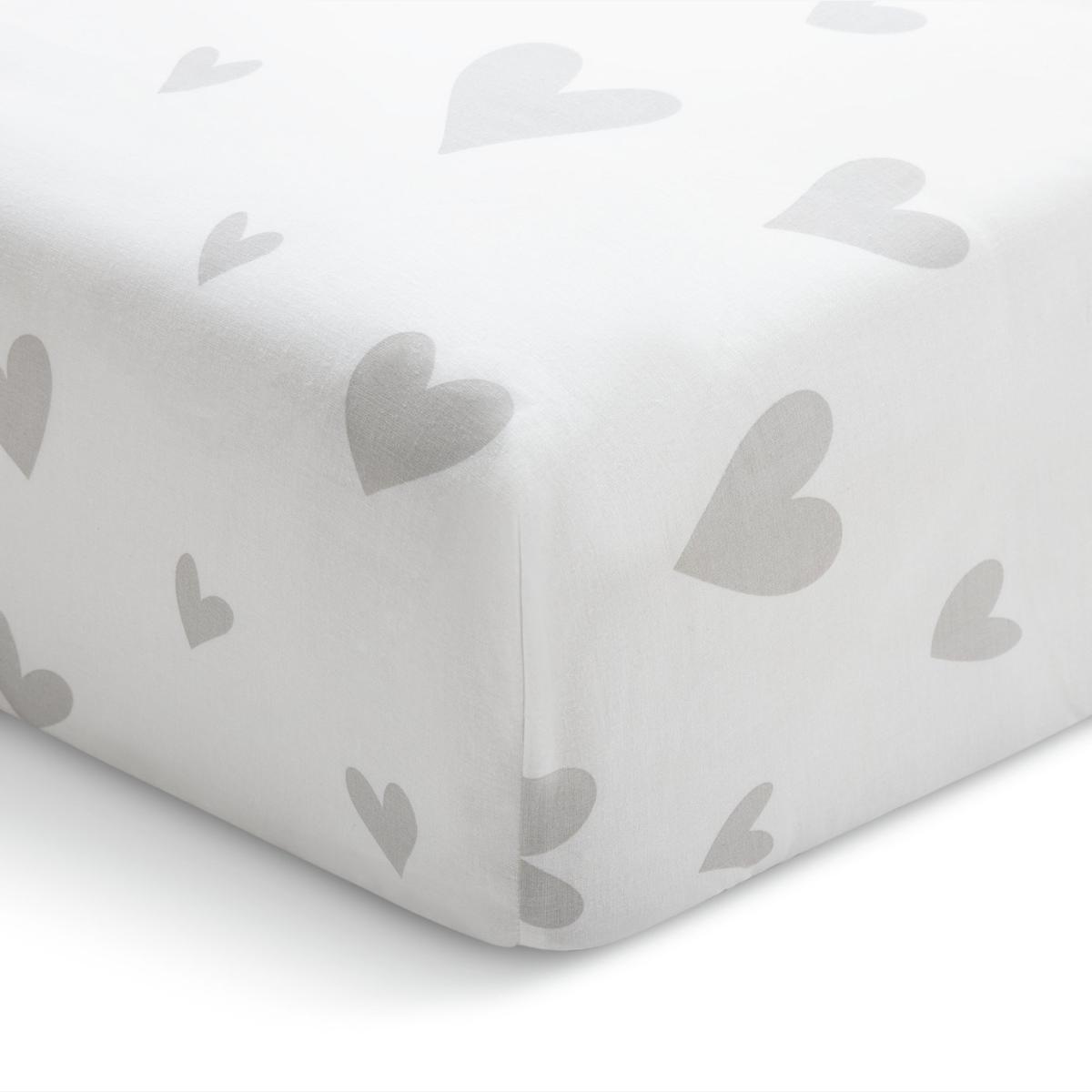 Habitat Hearts Printed White Fitted Sheet - Single – image 1
