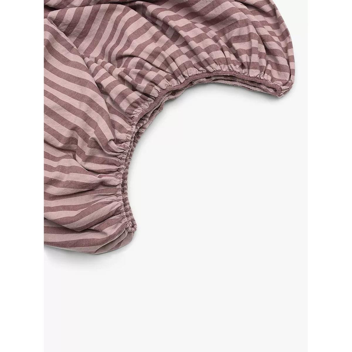 Piglet in Bed Stripe Fitted Sheet, Plum Wine – image 2