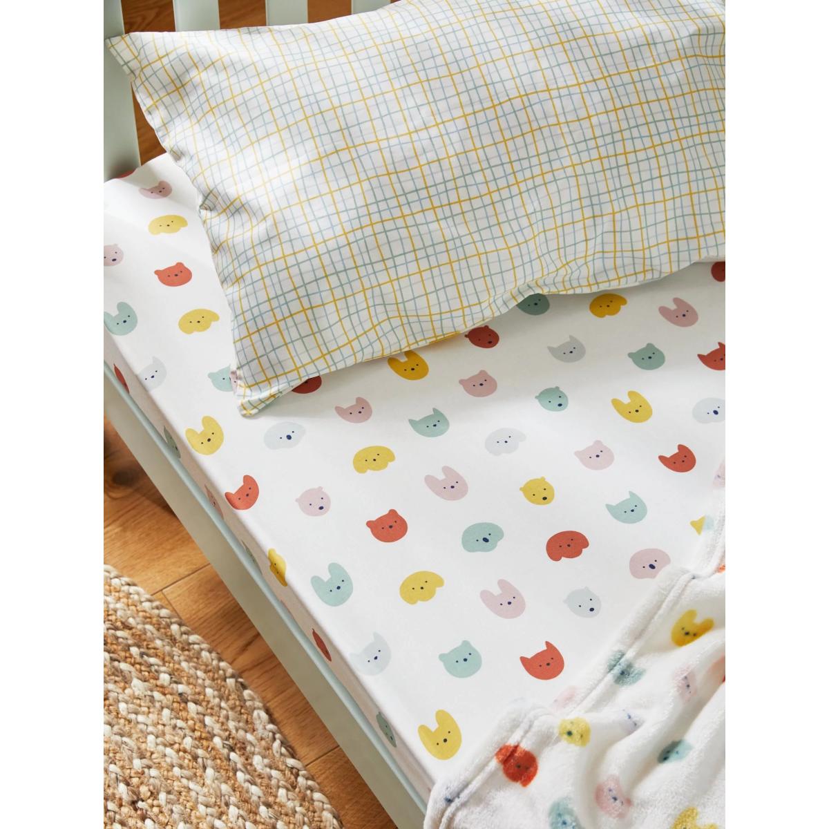 John Lewis ANYDAY Happy Faces Print Cotton Infant Fitted Sheet, Pack of 2 – image 2