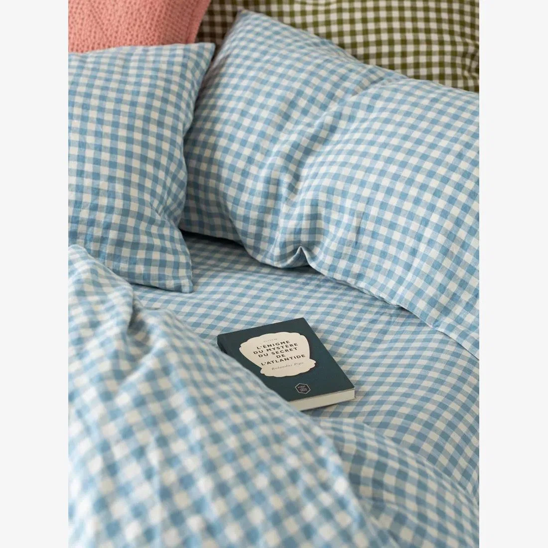 Piglet in Bed Gingham Linen Fitted Sheets