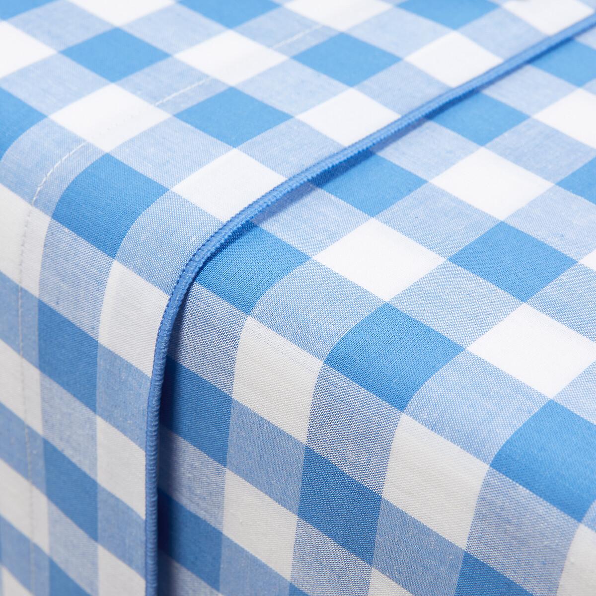 Veldi Blue Gingham 100% Cotton Flat Sheet – image 2