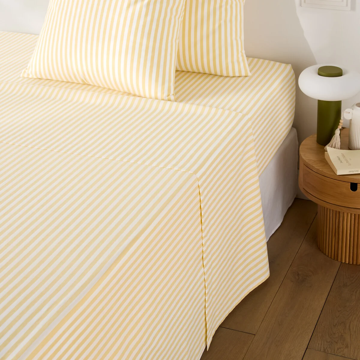 Soizic Yellow Striped Cotton Yarn-Dyed Flat Sheet – image 3