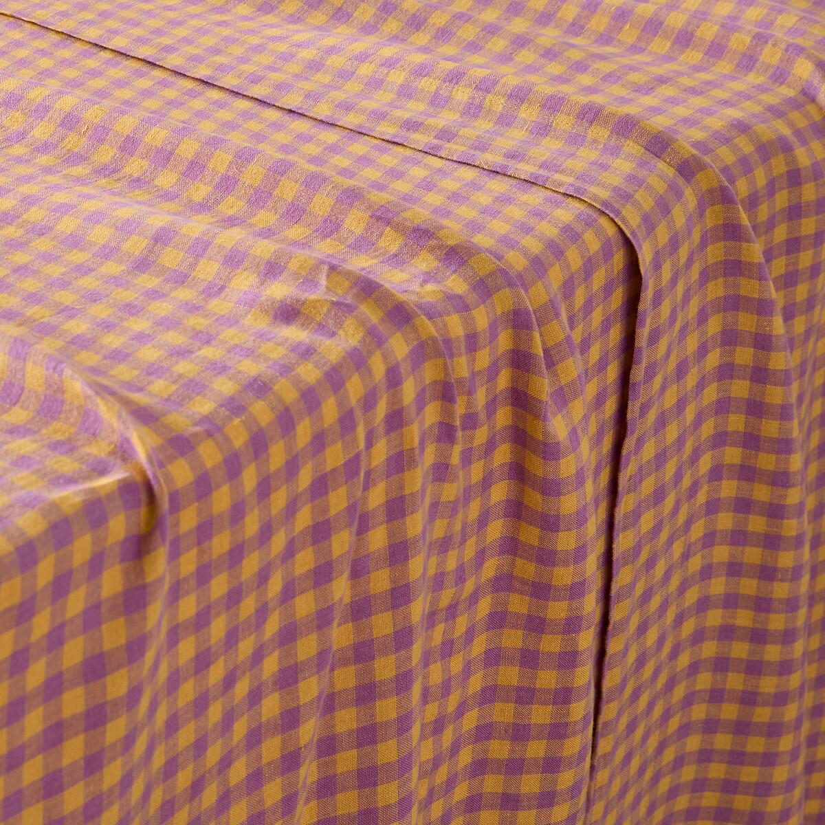 Acélie Lavender/Ochre Washed Linen Flat Sheet – image 3