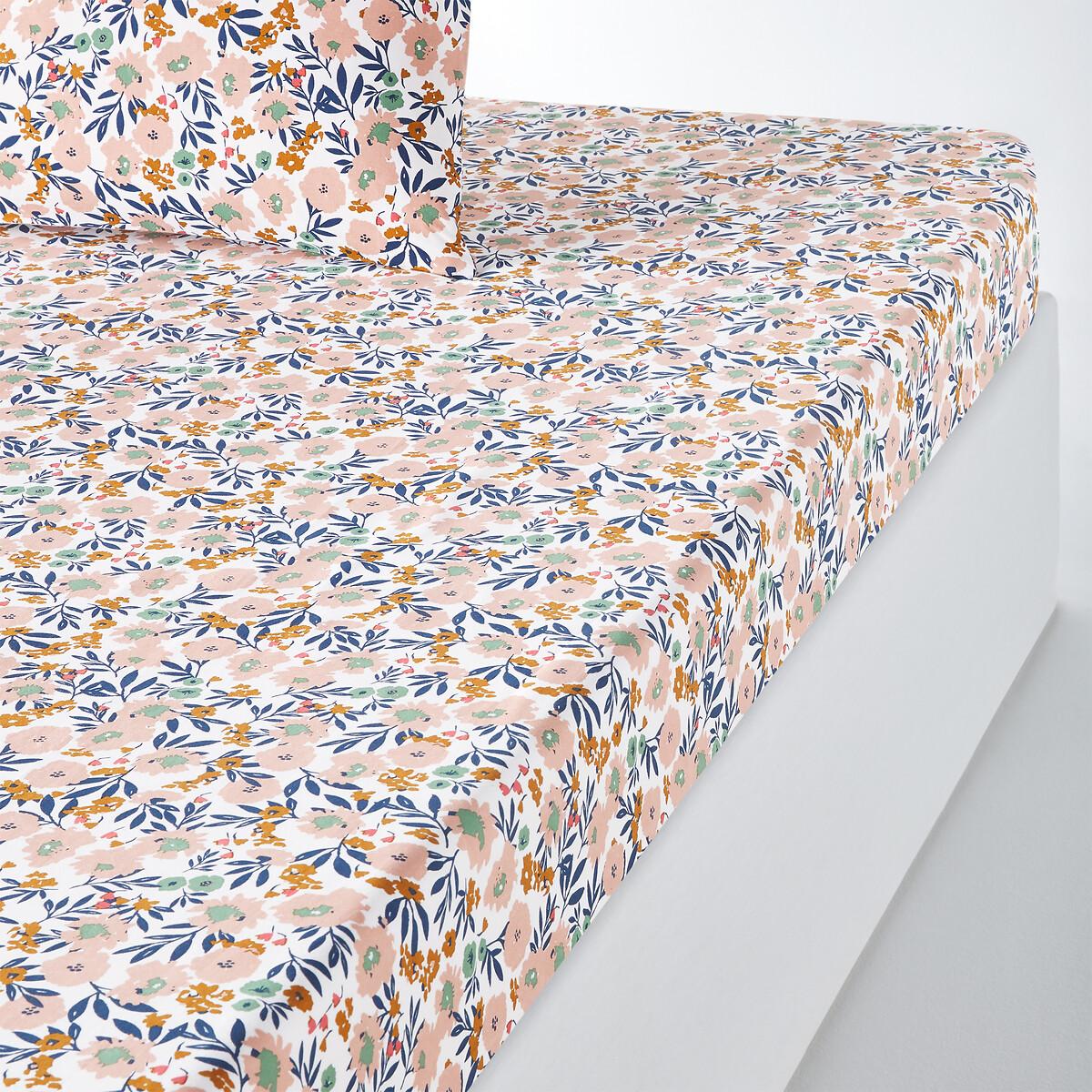 Ohara Floral 100% Cotton Percale 200 Thread Count Fitted Sheet – image 1