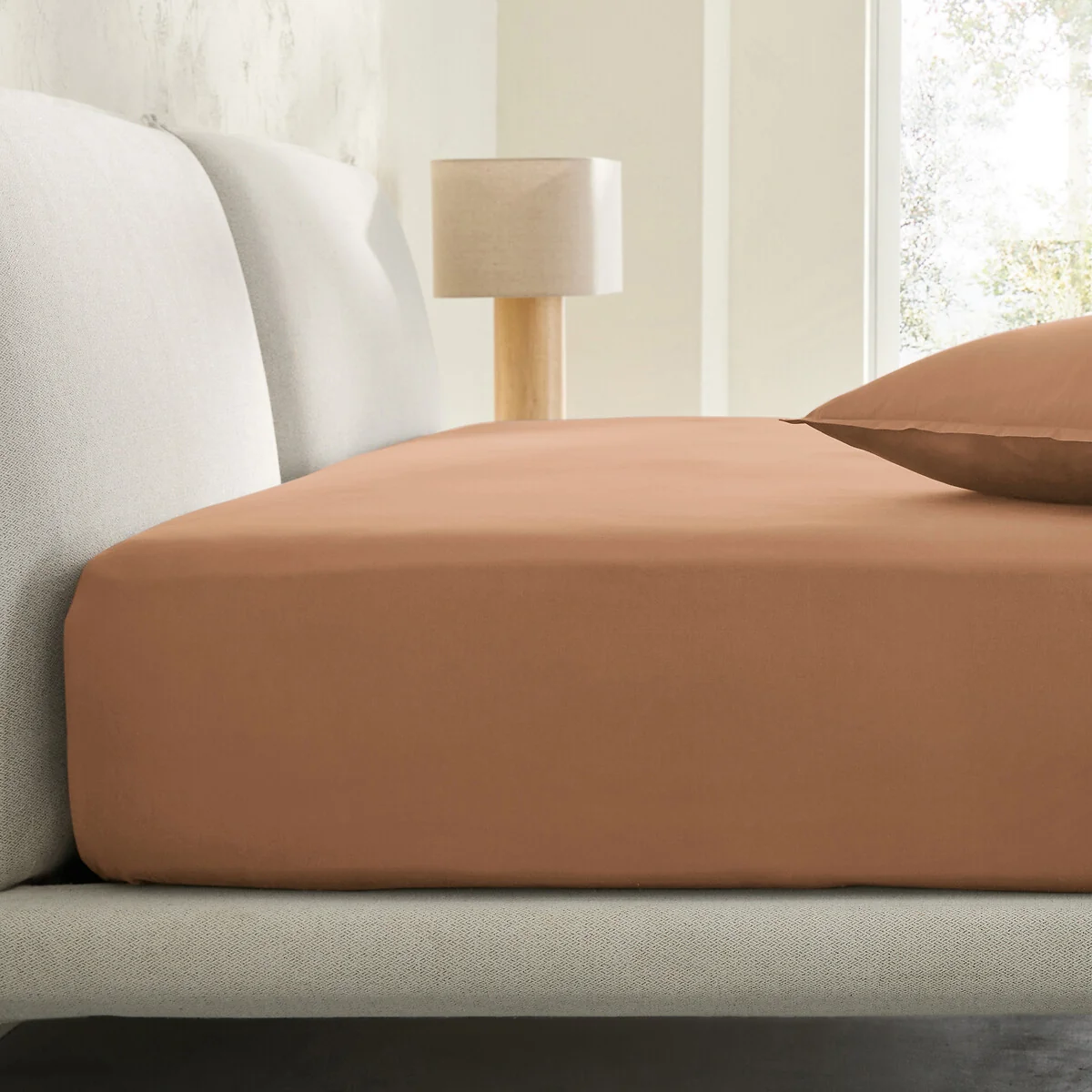 Saria Washed Cotton Sateen Fitted Sheet with 30cm Flap – image 1