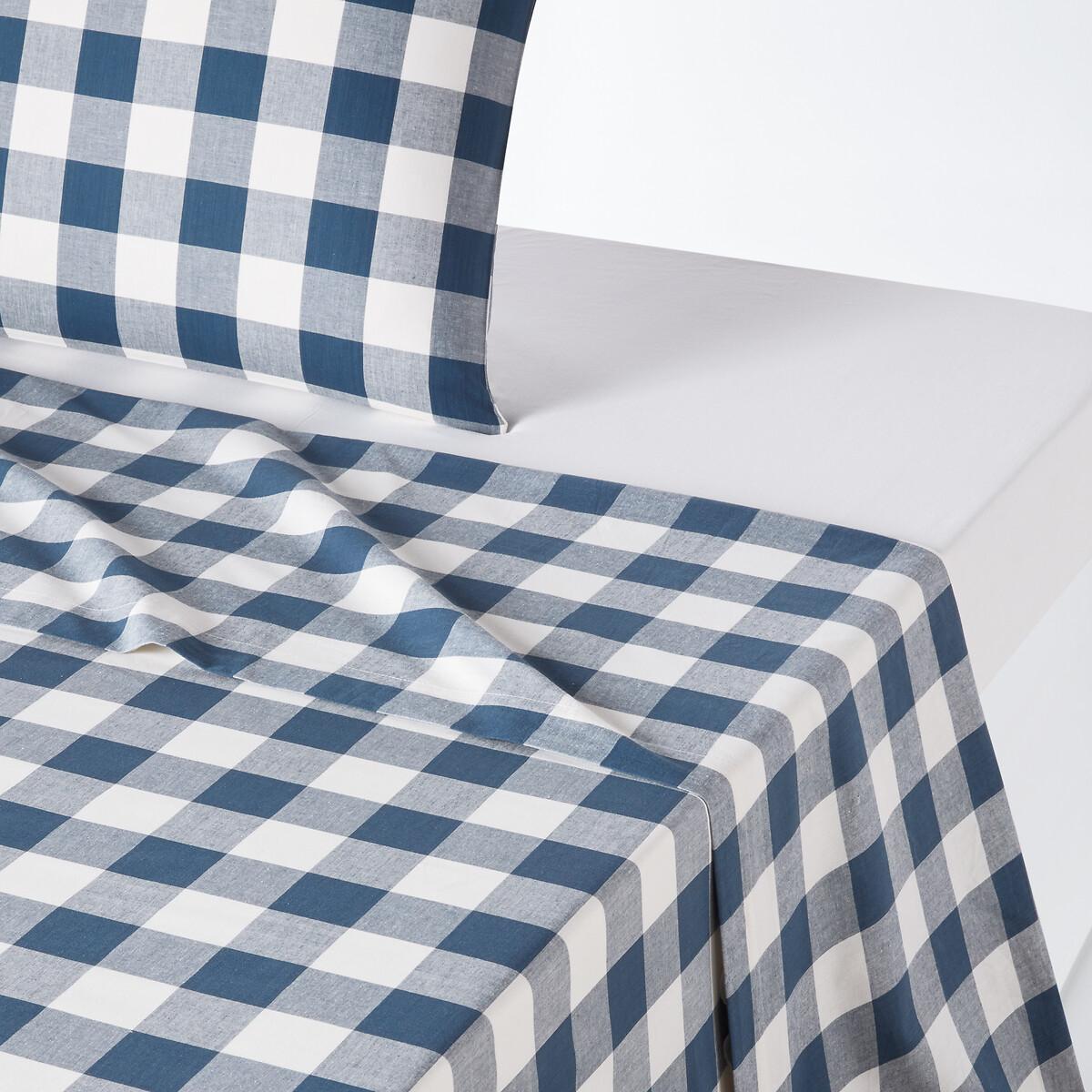 Aveiro Checked Gingham 100% Cotton Flat Sheet – image 1
