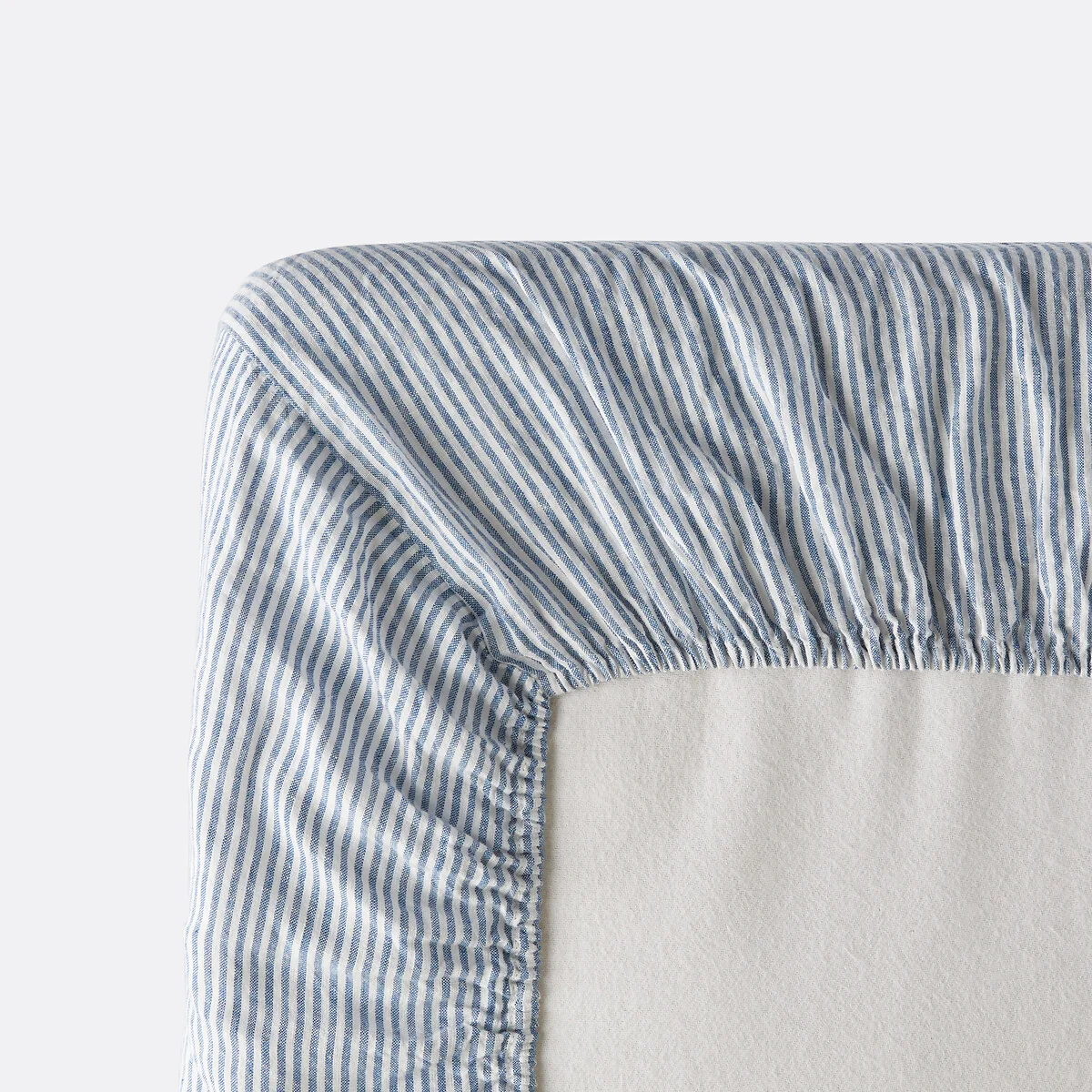 Limona Striped Washed Linen Fitted Sheet with 30cm Flap – image 3