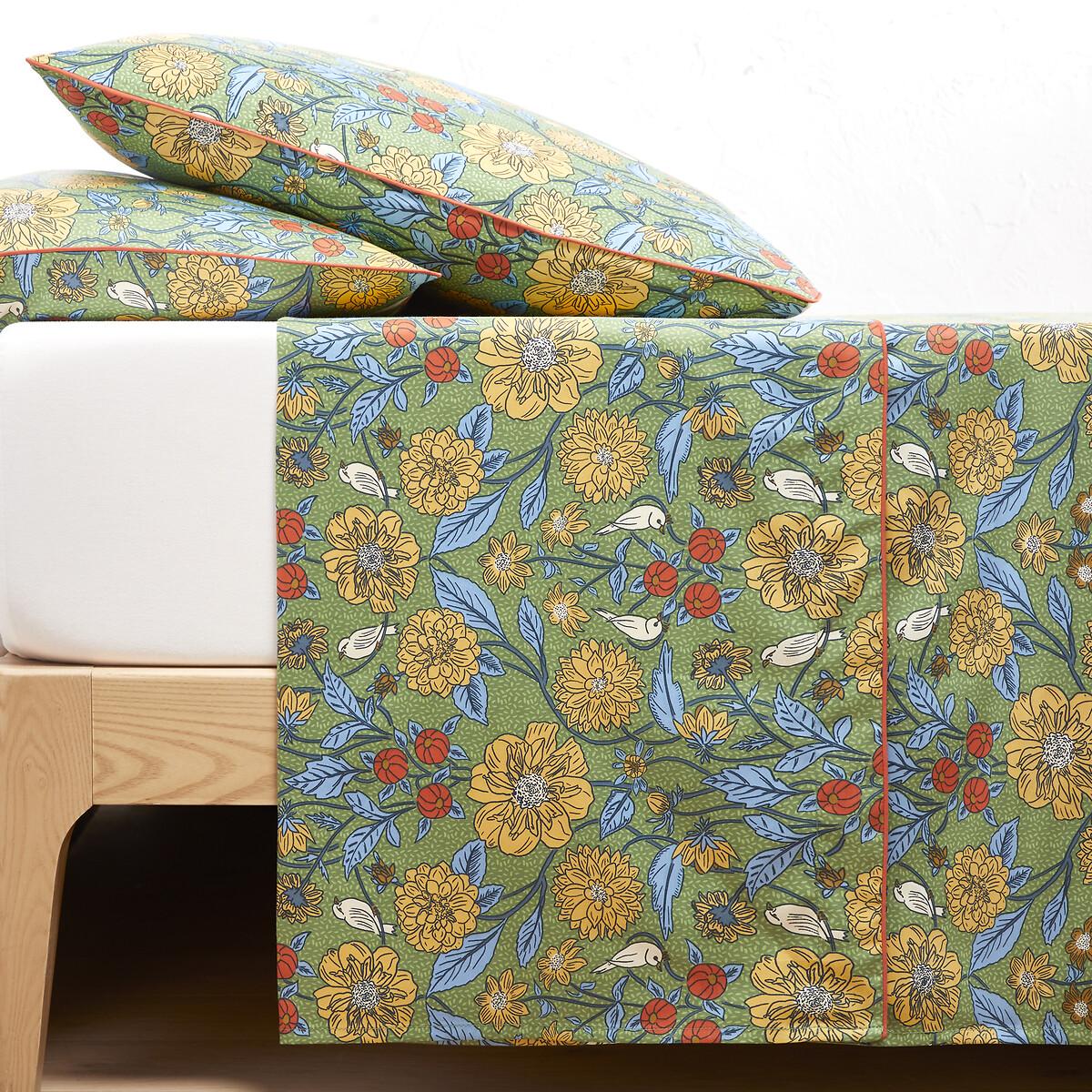 Johanna Floral 100% Cotton Satin 300 Thread Count Flat Sheet