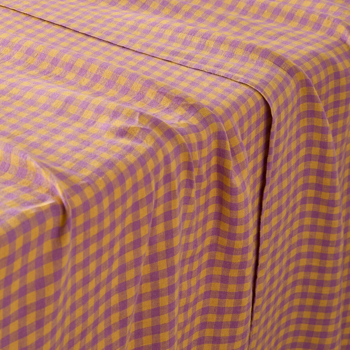 Acélie Lavender/Ochre Washed Linen Flat Sheet – image 3