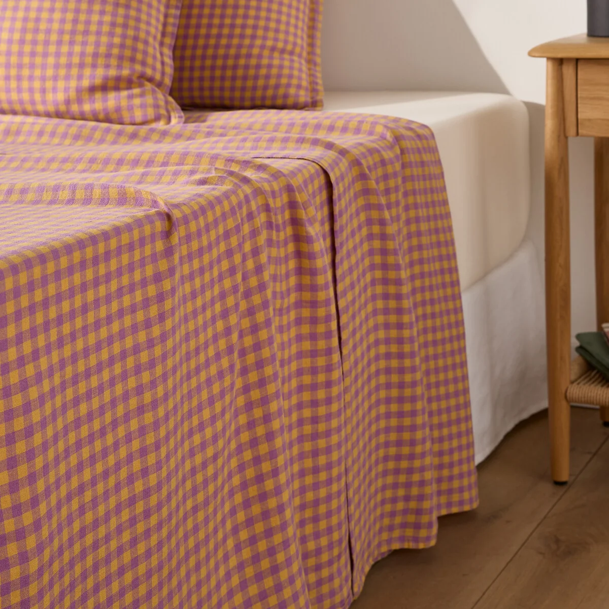 Acélie Lavender/Ochre Washed Linen Flat Sheet – image 1