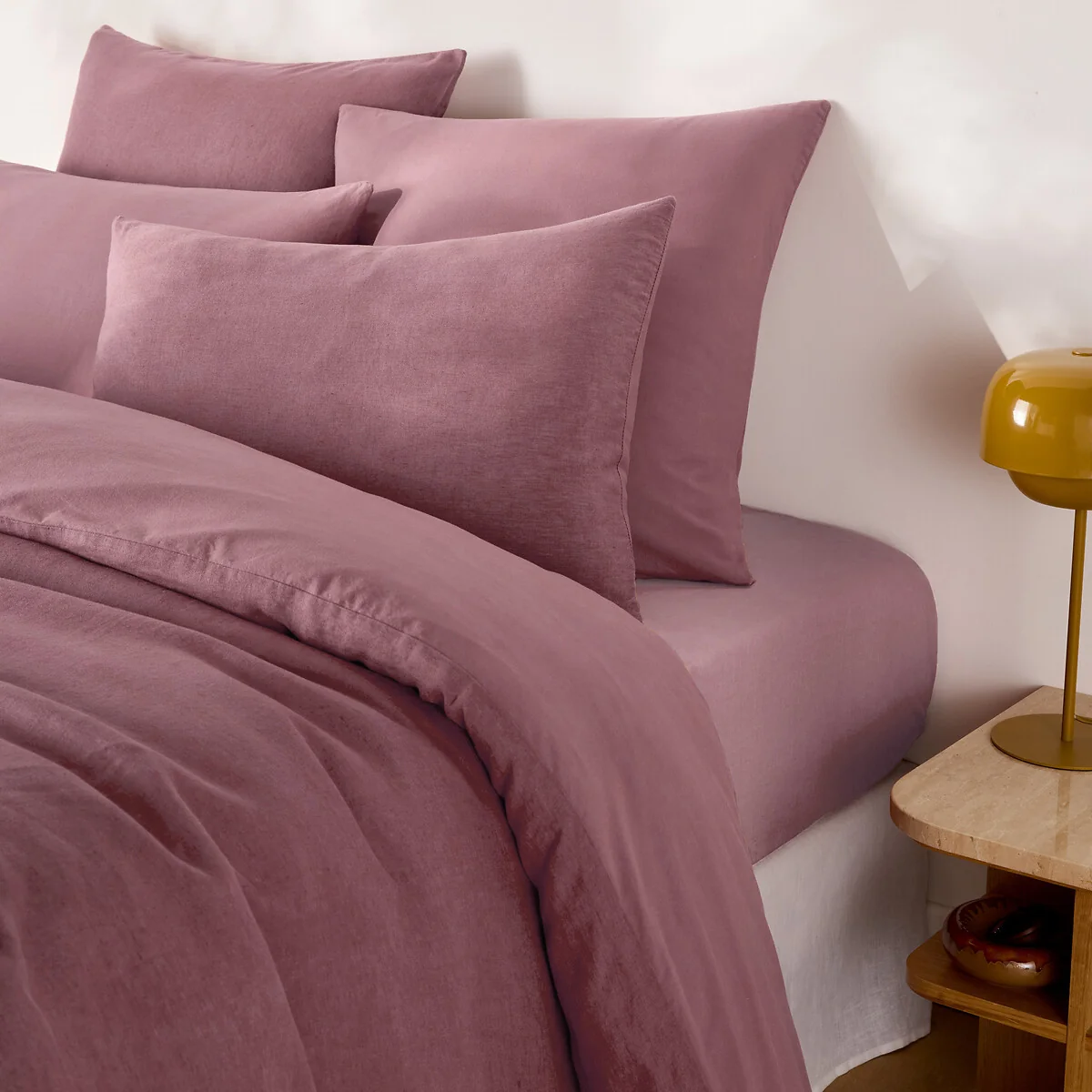Annaba Plain Washed Cotton Fitted Sheet with 30cm Flap – image 2