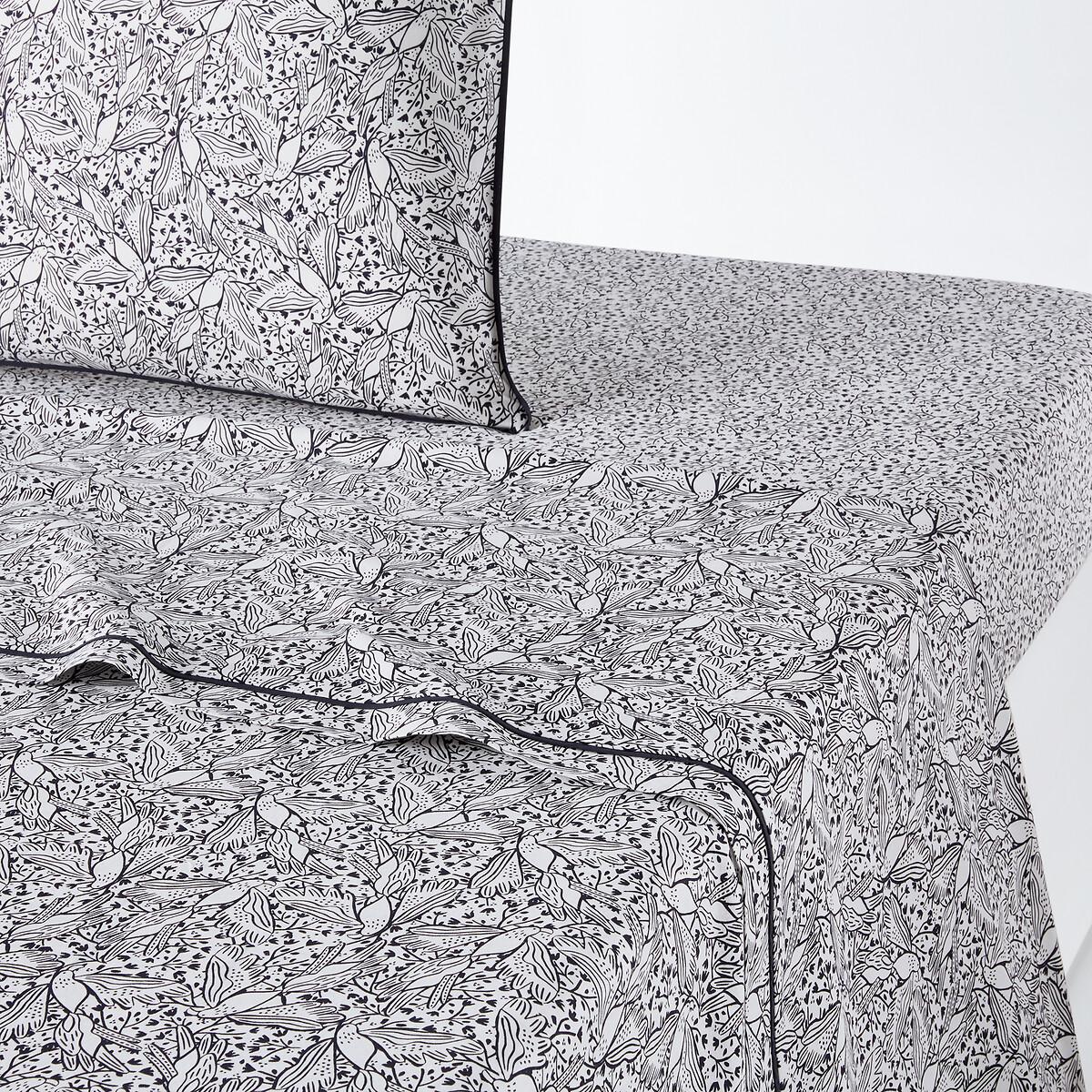 Leafbird Floral 100% Washed Cotton Flat Sheet – image 1