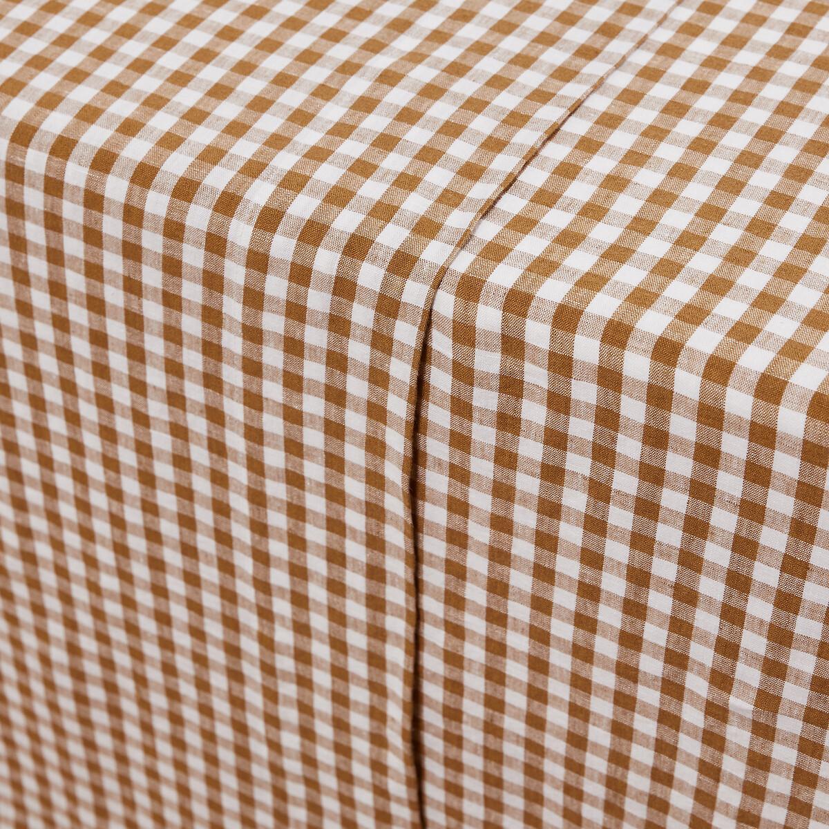 Acélie Bronze Gingham 100% Washed Linen Flat Sheet – image 2