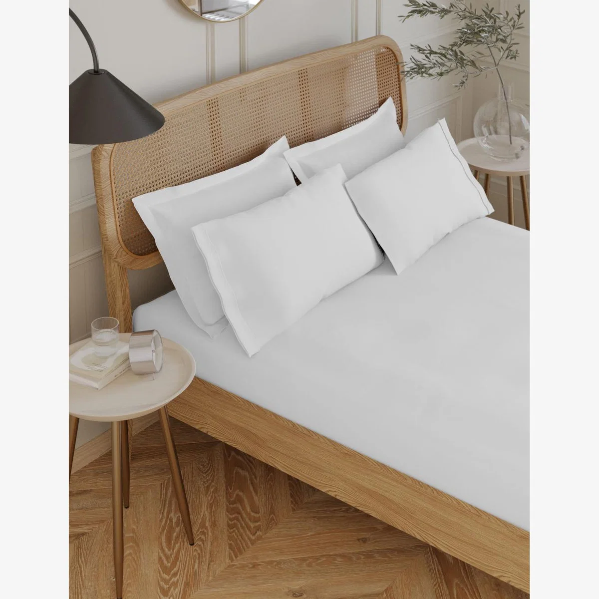 M&S Egyptian Cotton 230 Thread Count Fitted Sheet - SGL - Medium Grey, Khaki,Mink,Midnight Navy,Cream,Silver Grey,Light Duck Egg,Light Wedgewood,Antique Gold,Dusted Pink,Medium Grey – image 1