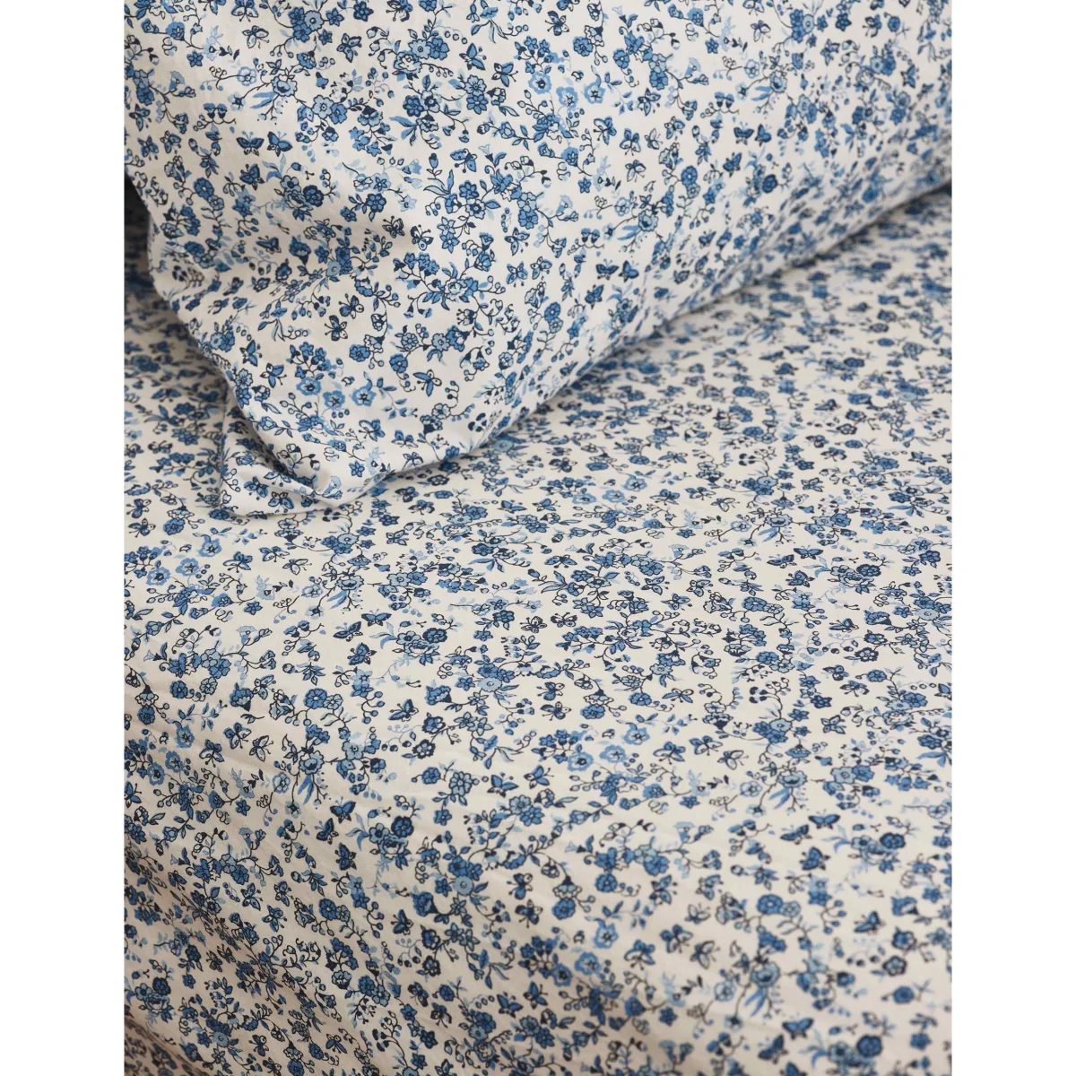 Piglet In Bed Washed Cotton Mini Meadow Fitted Sheet Blue Mix – image 2