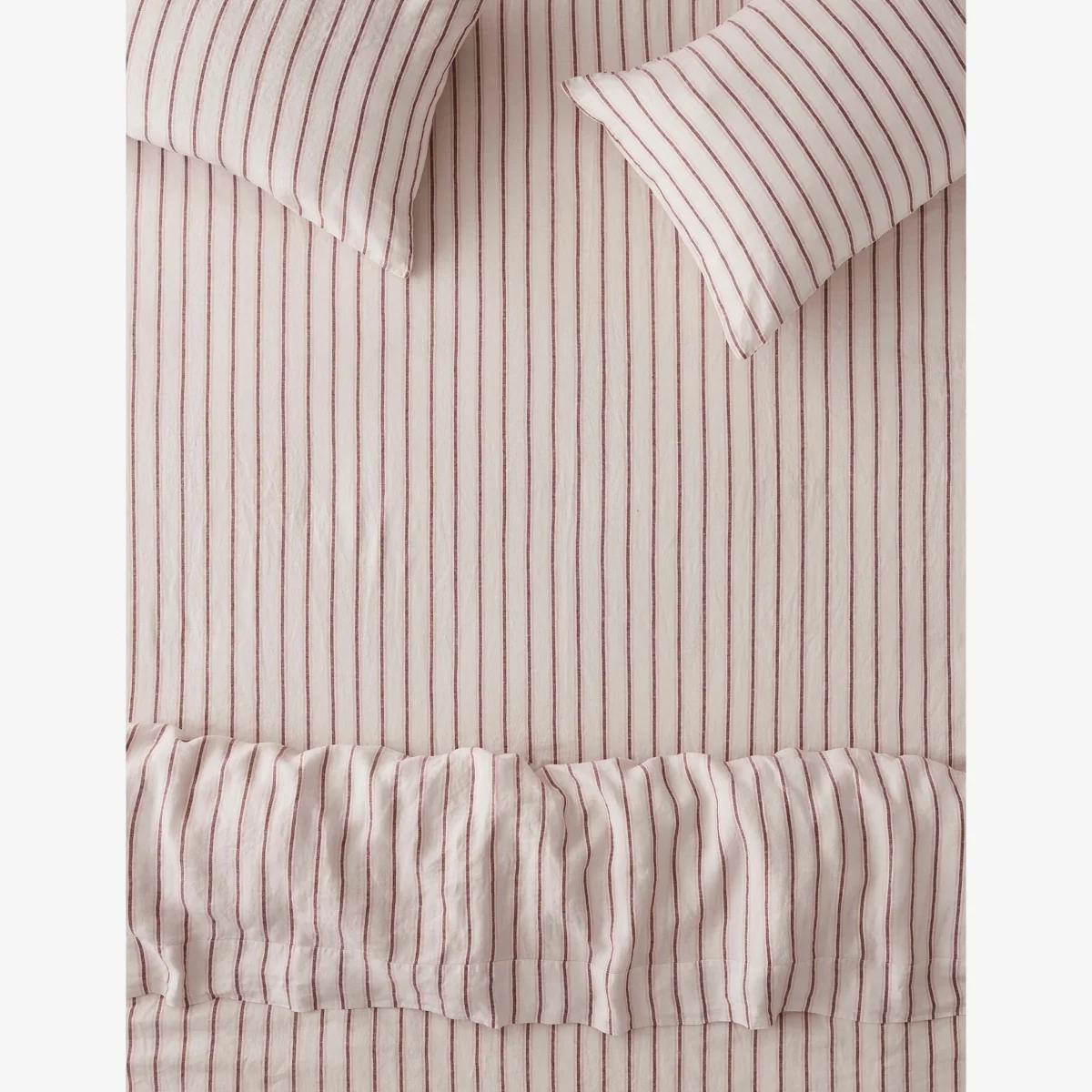 Piglet In Bed Pure Linen Walderton Stripe Fitted Sheet Natural – image 1