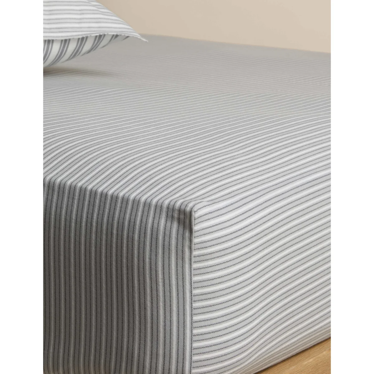 M&S Brushed Cotton Striped Deep Fitted Sheet Fern – image 2
