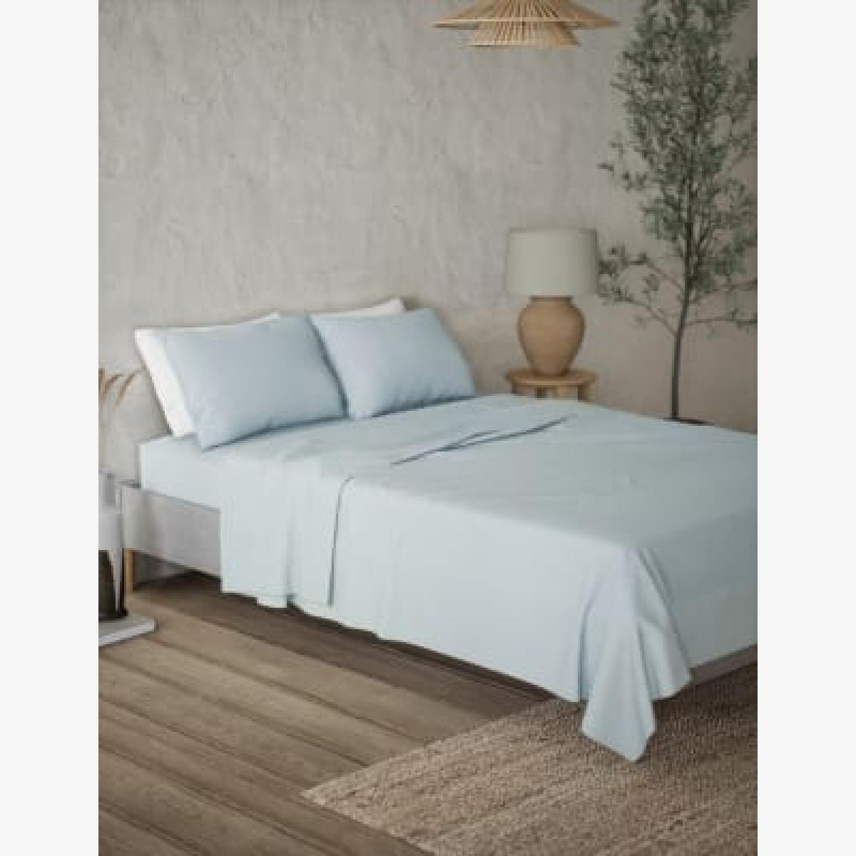 M&S Pure Linen Flat Sheet - DBL - Chambray, Chambray,Silver Grey,Sage,Soft Pink,Bright Sage,Indigo,Soft Yellow,Clay,Natural,White,Rich Amber