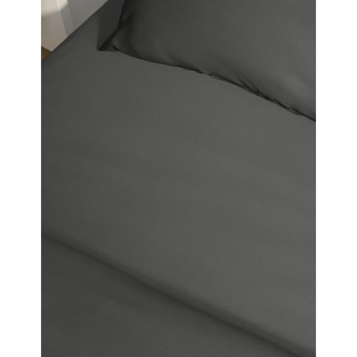 M&S Cotton Rich Percale Deep Fitted Sheet - 5FT - Light Cream, Light Cream,Dark Grey – image 5