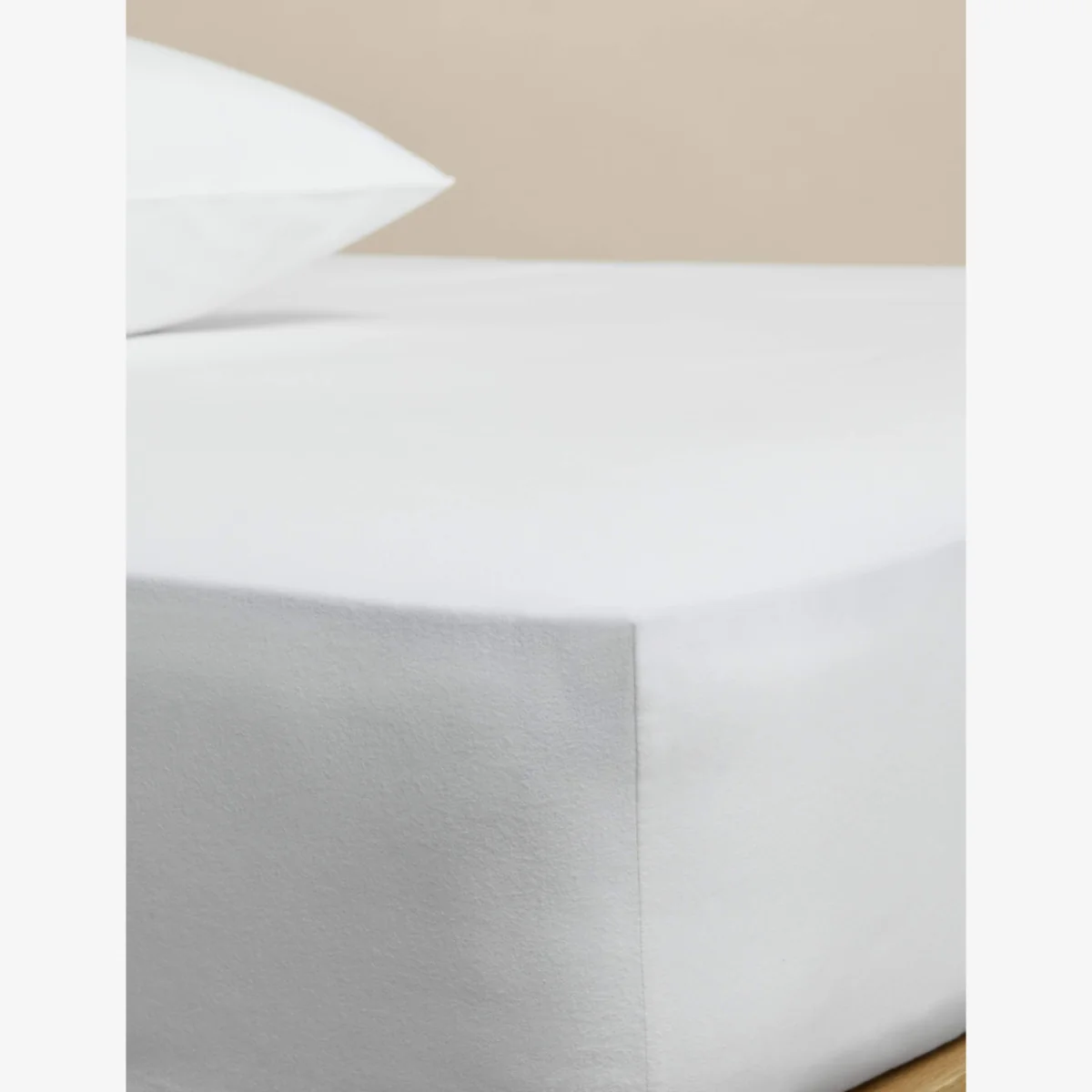 M&S Pure Cotton Brushed Fitted Sheet White – image 1