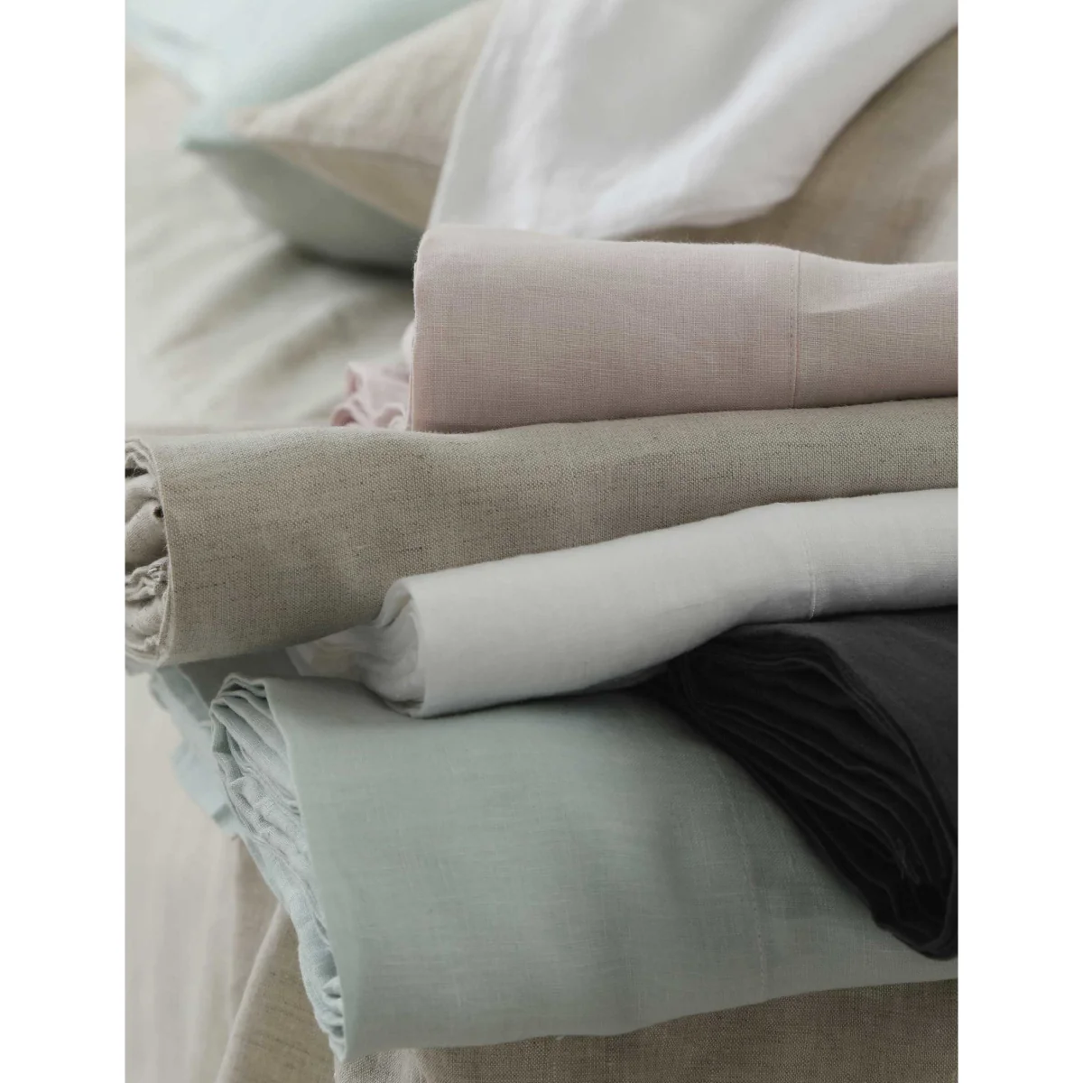 MM Linen Pure Linen Laundered Fitted Sheet White – image 3