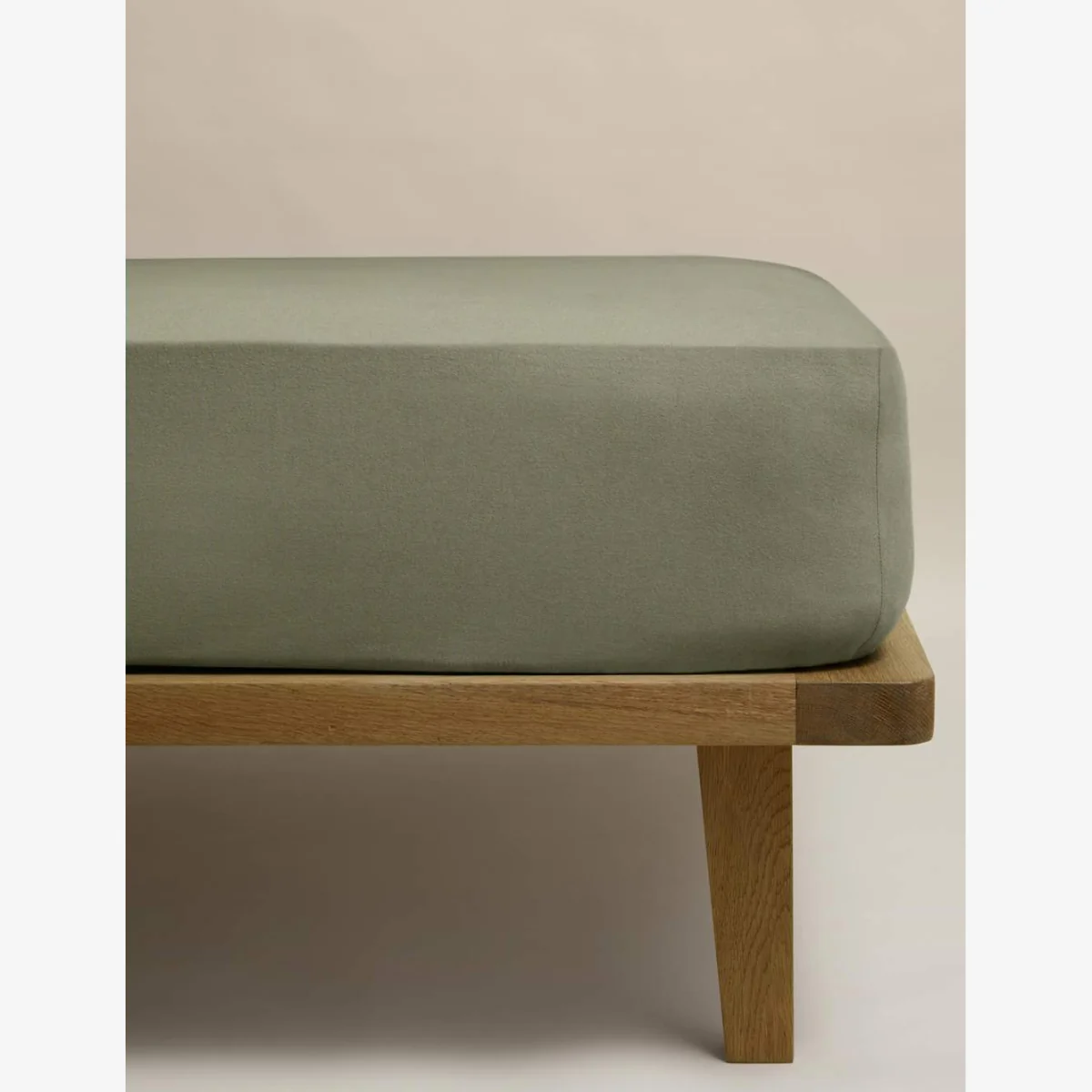 M&S Pure Cotton Brushed Fitted Sheet Khaki – image 1