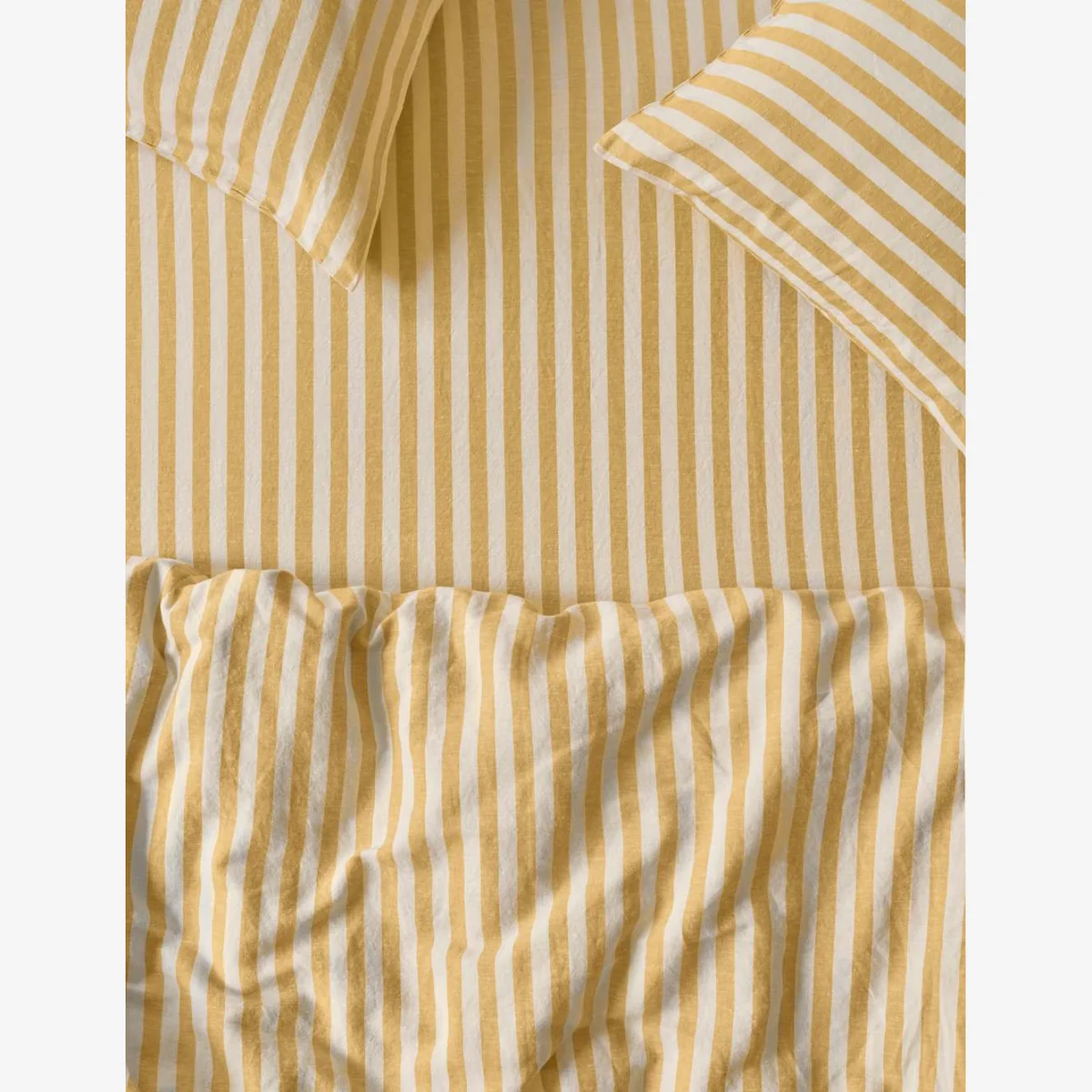 Piglet In Bed Linen Rich Pembroke Stripe Fitted Sheet Yellow Mix – image 1