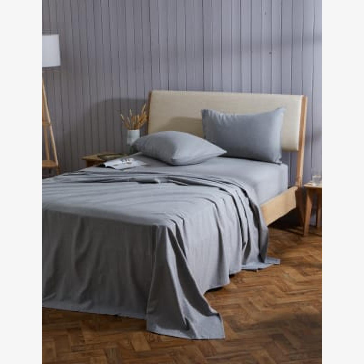 M&S Pure Brushed Cotton Flat Sheet - SGL - Grey Marl, Grey Marl,Sage,Midnight Navy,Silver Grey,White