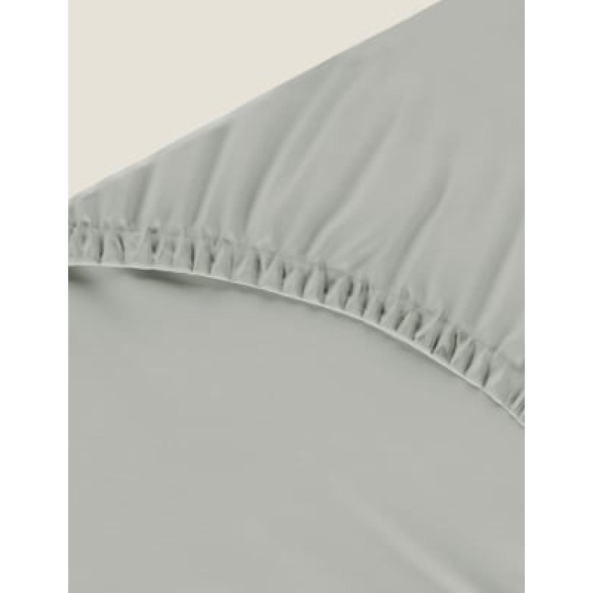 M&S  Pure Cotton 300 Thread Count Deep Fitted Sheet - 6FT - Light Cream, Light Cream,Light Grey,Duck Egg – image 2
