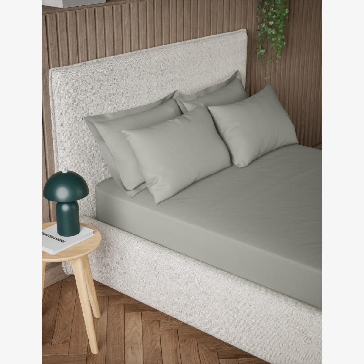M&S Collection Pure Cotton 300 Thread Count Extra Deep Fitted Sheet - 5FT - Light Grey, Light Grey – image 1