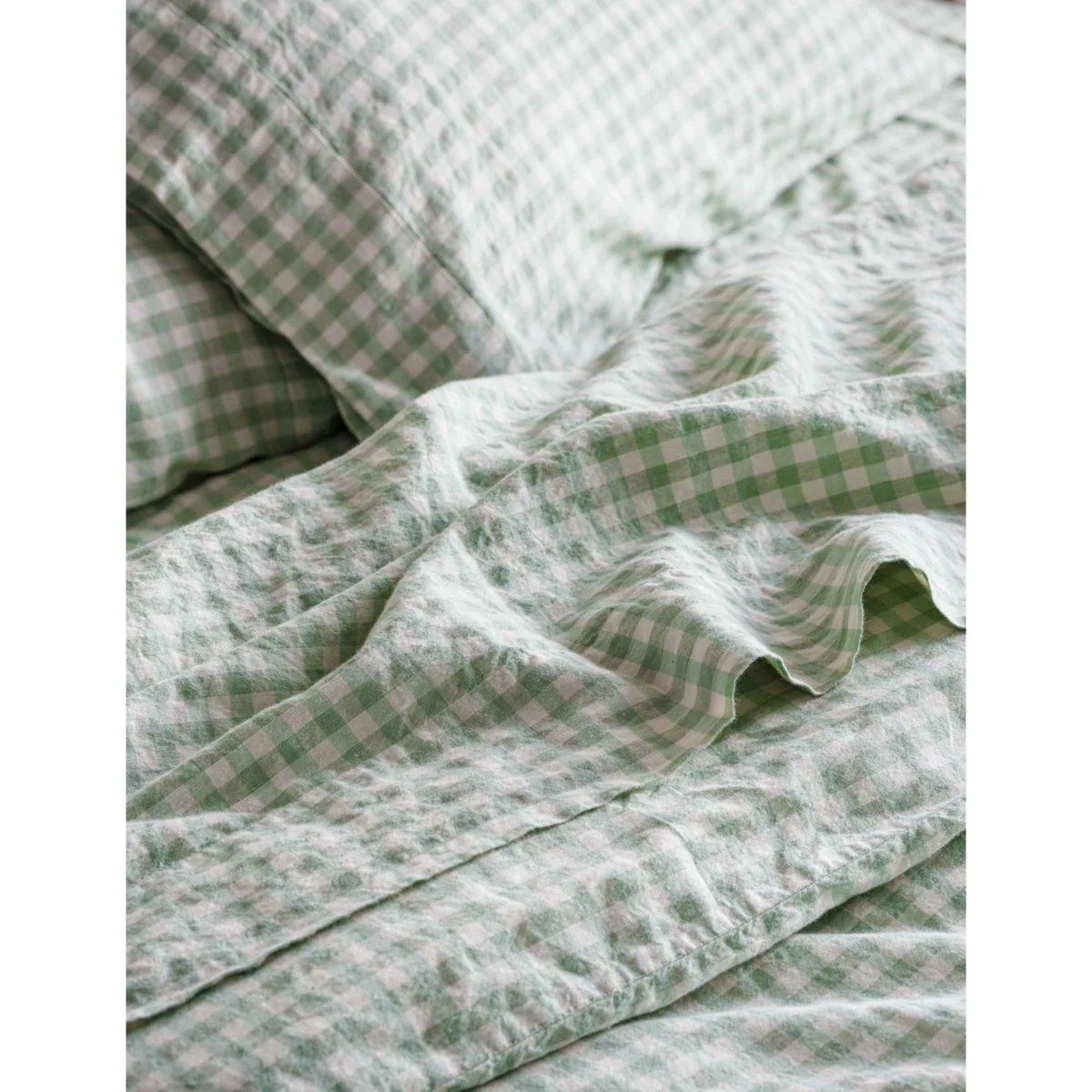 Piglet In Bed Linen Rich Gingham Flat Sheet Purple Mix – image 2