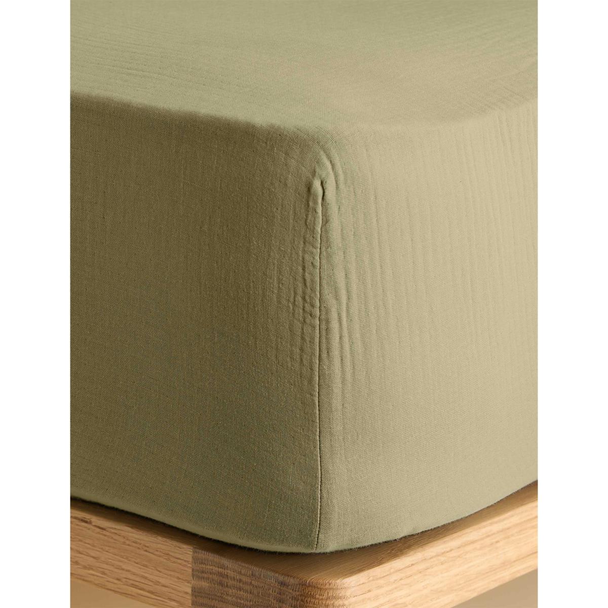 M&S Pure Cotton Muslin Deep Fitted Sheet Soft Terracotta – image 3