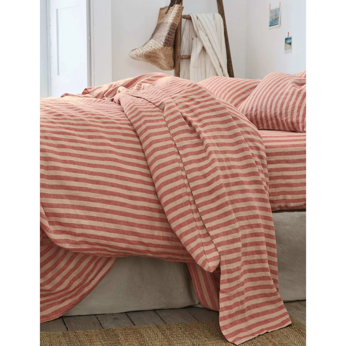 Piglet In Bed Linen Rich Striped Flat Sheet Pink Mix – image 2