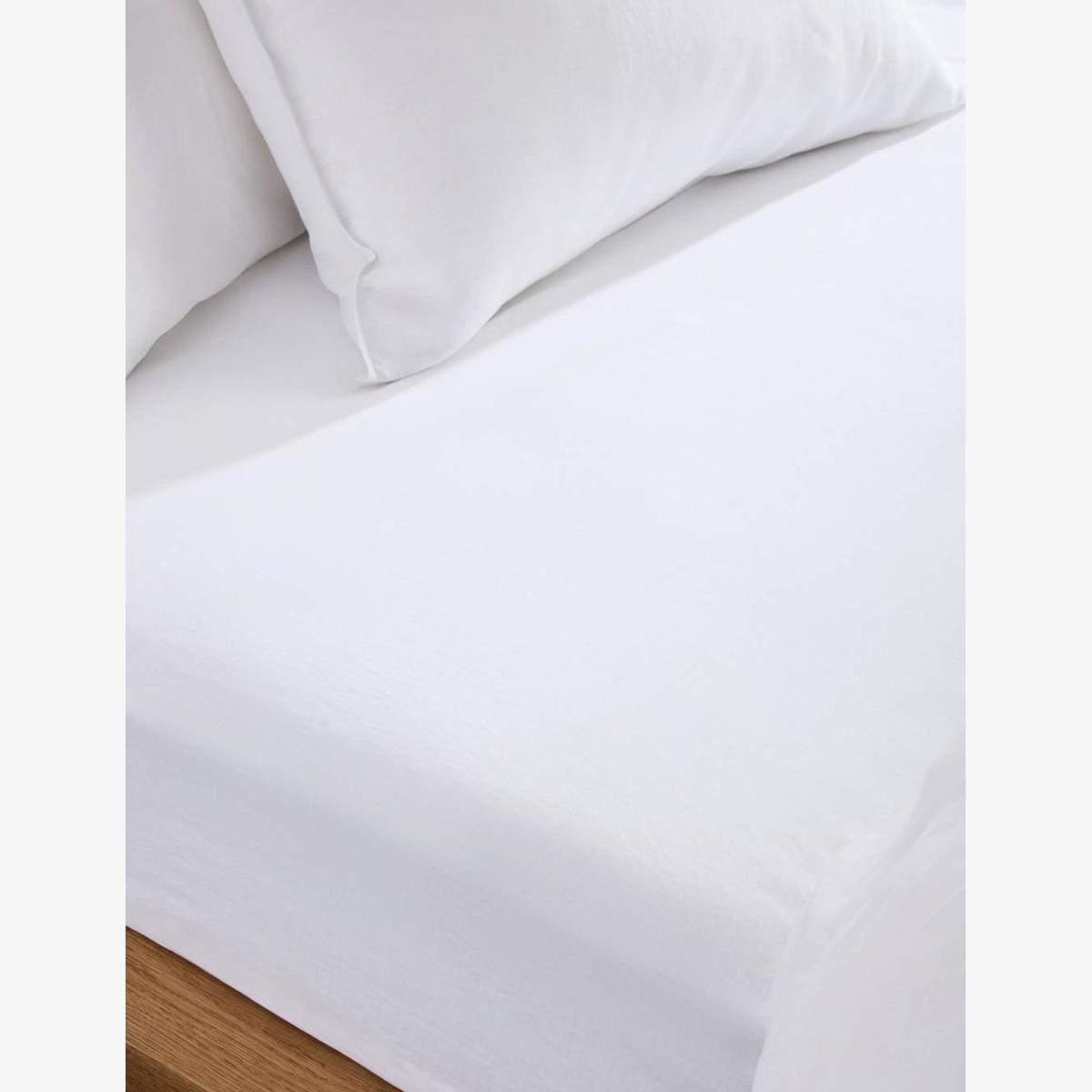 M&S Collection Pure Linen Extra Deep Fitted Sheet - 6FT - White, Chambray,Clay,Chestnut,Navy,Khaki,Silver Grey,White,Natural – image 1