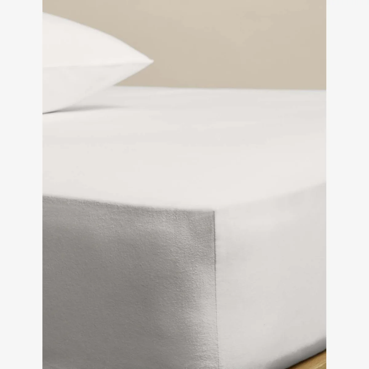 M&S Pure Cotton Brushed Fitted Sheet Dove – image 1