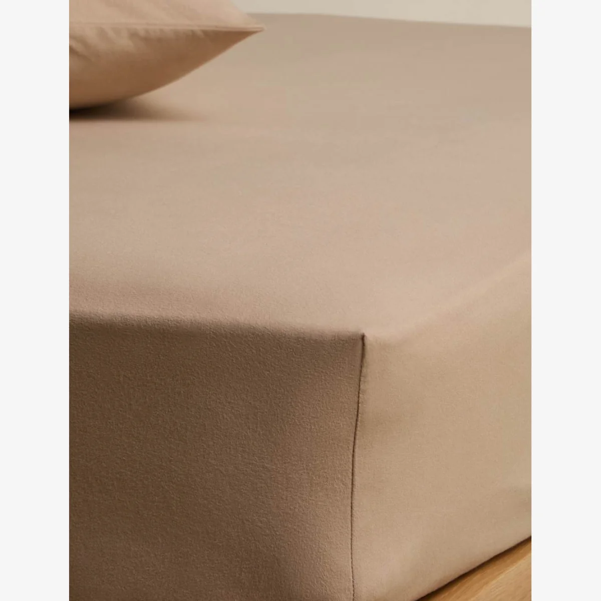 M&S Pure Cotton Brushed Fitted Sheet Biscuit – image 1