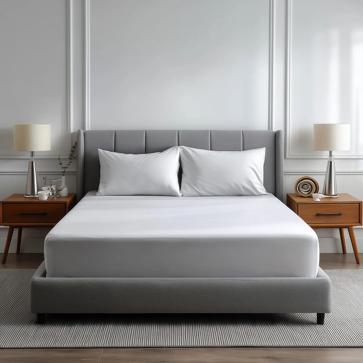 Luxury 200TC Soft Touch Fitted Sheet Bed Linen 40cm Extra Deep Skirt - White / Superking – image 1