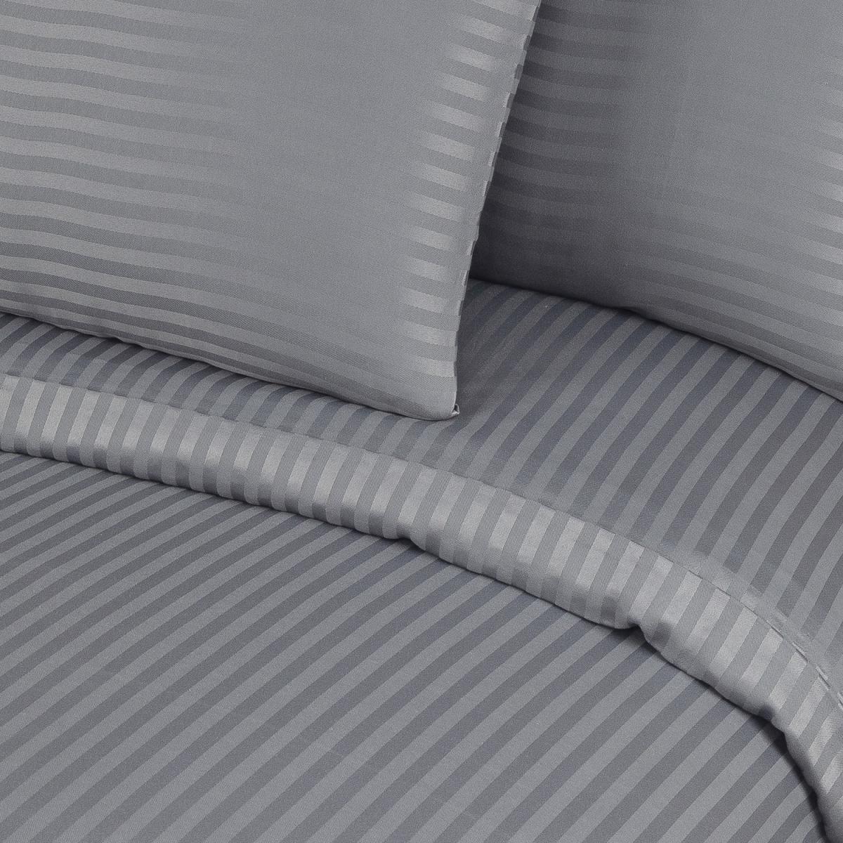 Satin Stripe Hotel Quality Deep Fitted Sheets - Silver / King – image 3