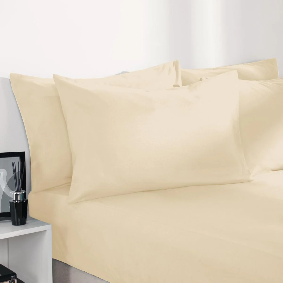 OHS Plain Dyed Microfibre Fitted Bed Sheet - Ivory / King