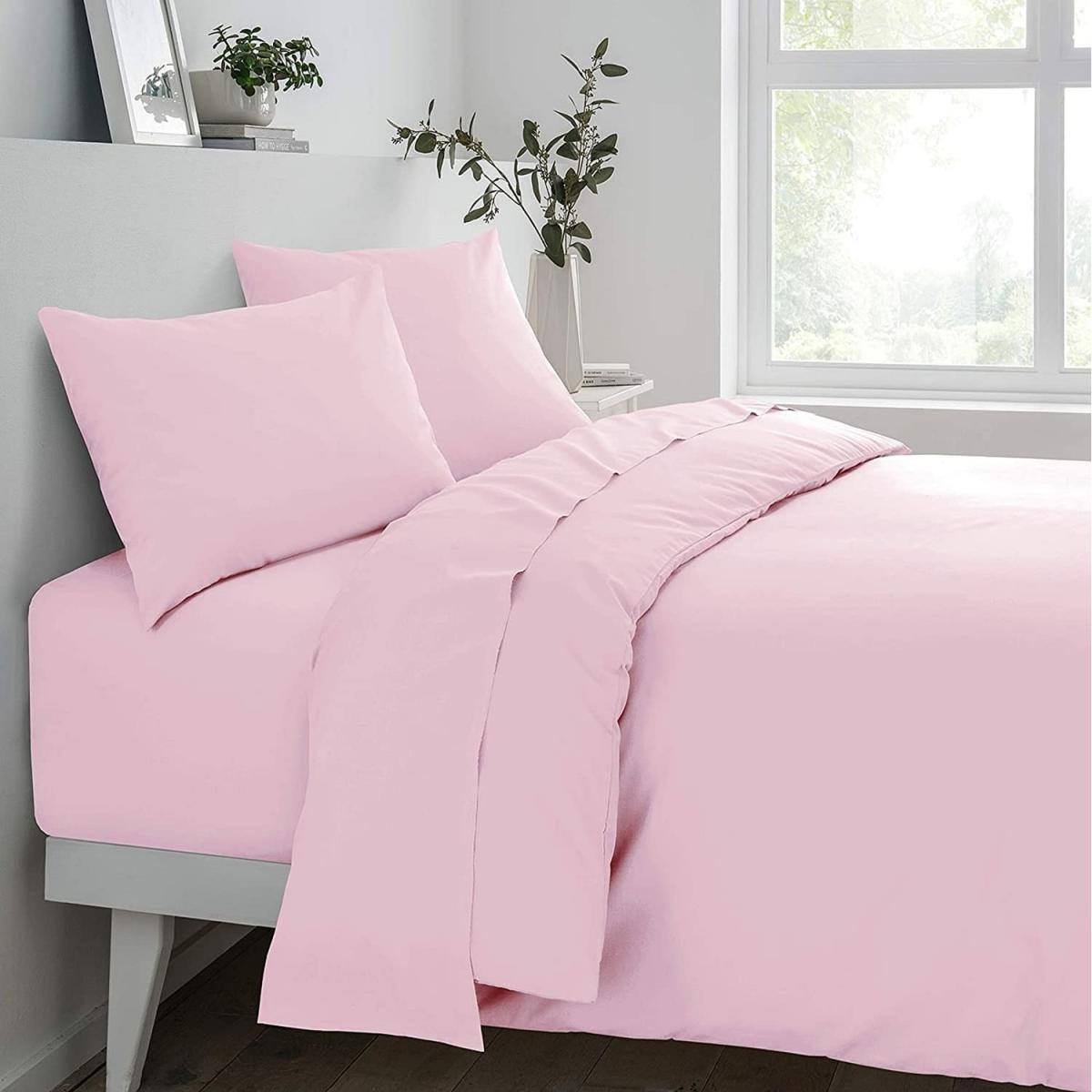 Sleepdown Easy Care Fitted Bed Sheet - Soft Pink / Double