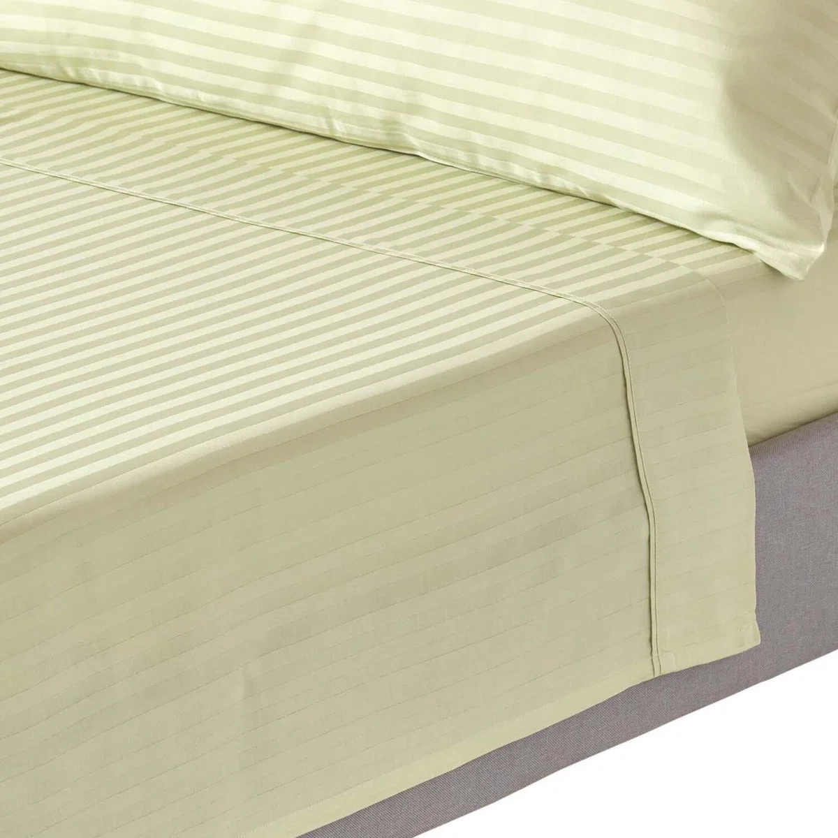 330 Thread Count Egyptian Cotton Flat Sheet with Satin Stripes - Sage Green / Single