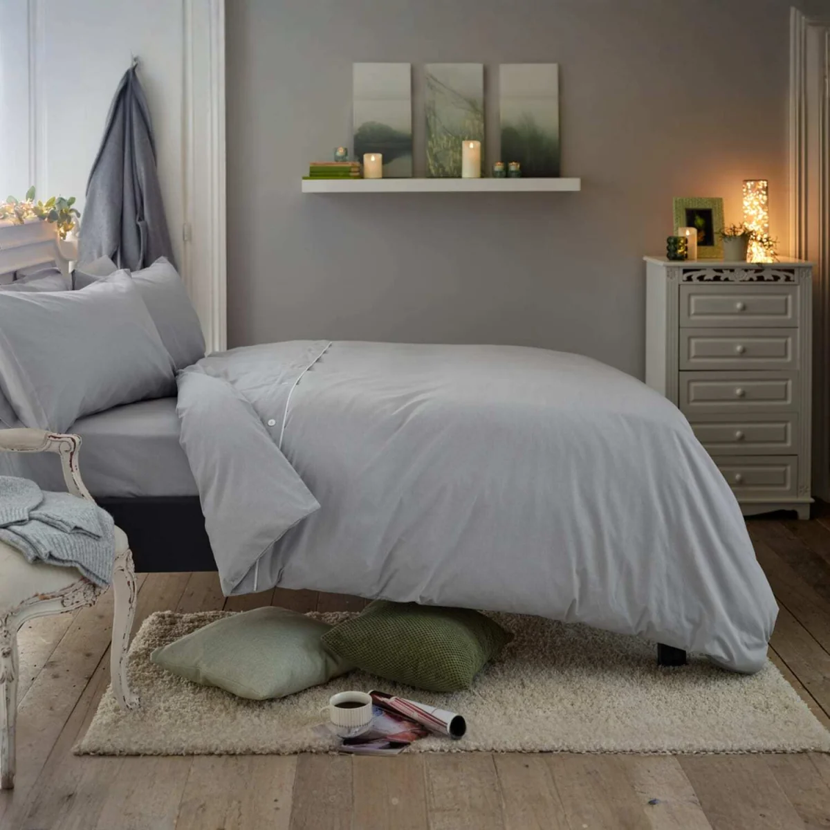 Deyongs Southwick Super King Fitted Sheet - Grey / King / washed separately and before first use. Optical brightener detergents may affect the colour. – image 4
