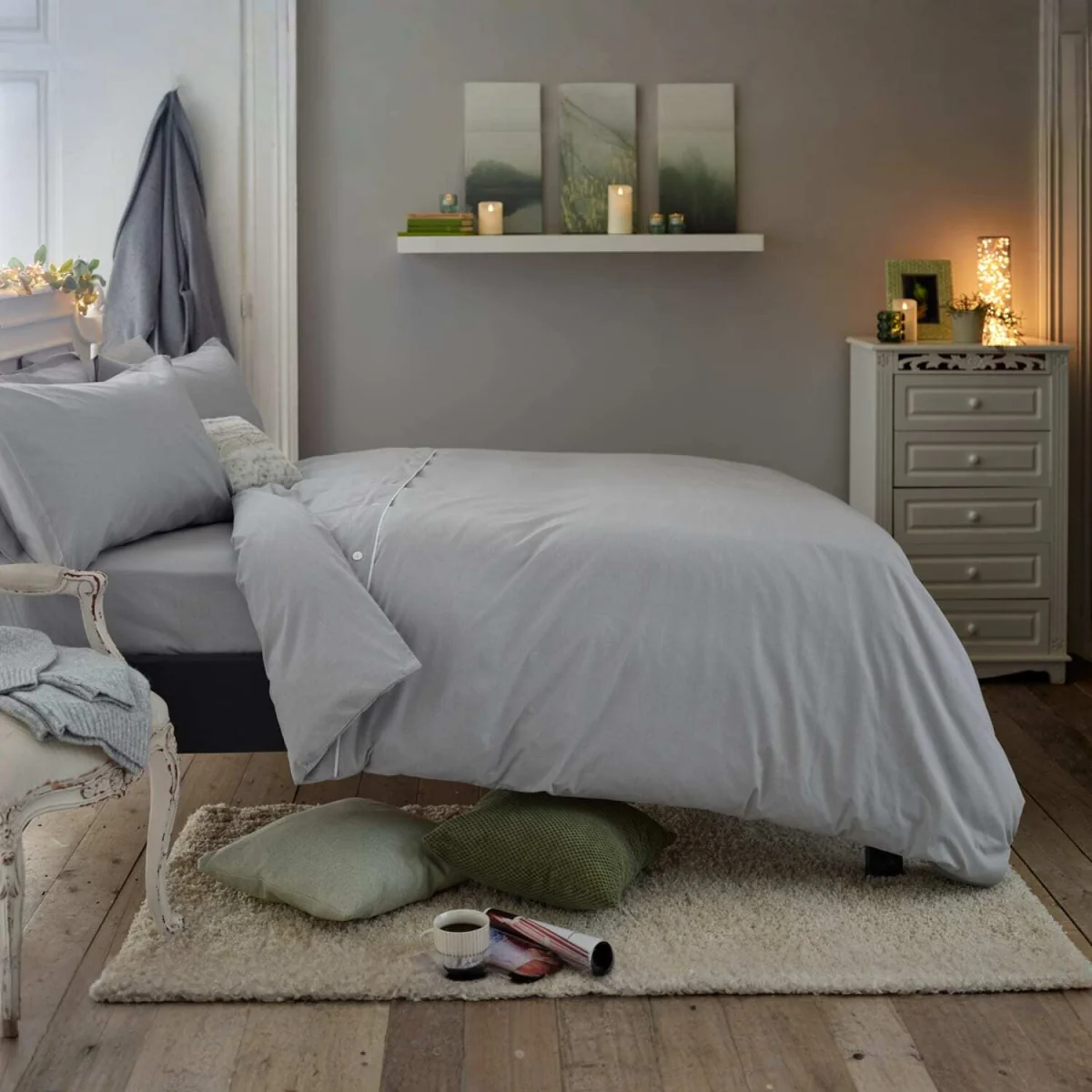 Deyongs Southwick Super King Fitted Sheet - Grey / King / washed separately and before first use. Optical brightener detergents may affect the colour. – image 5