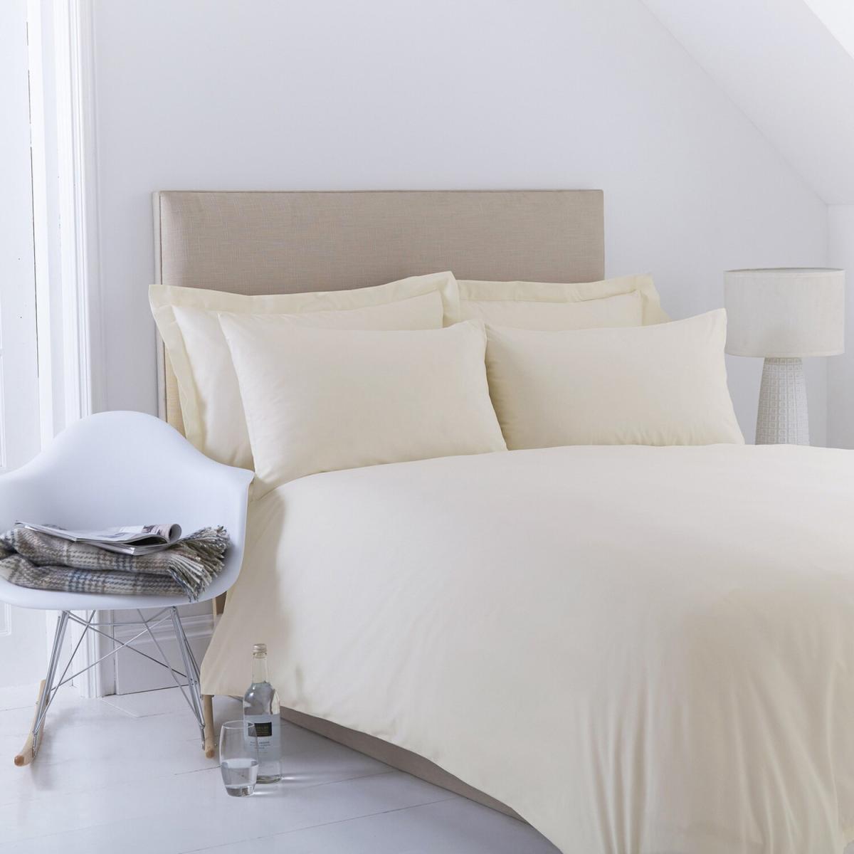 Poetry Plain Dye King Size Polycotton Fitted Sheet in Neutral - Neutral